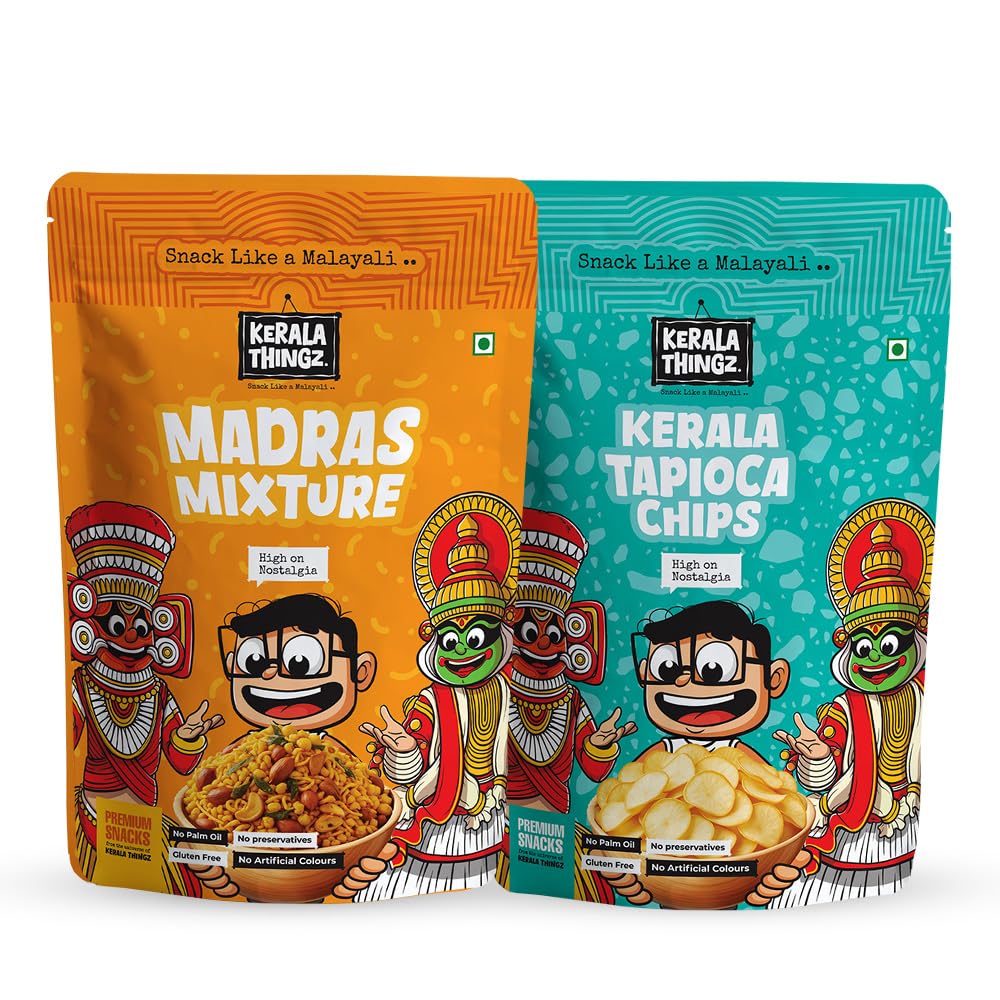 Kerala Thingz Madras Mixture & Tapioca Chips Combo Pack 230g (150g + 80g) | Authentic Kerala Snacks | Spicy Mixture & Crispy Tapioca Chips | Crunchy Indian Snacks | No Palm Oil, No Preservatives-image-49