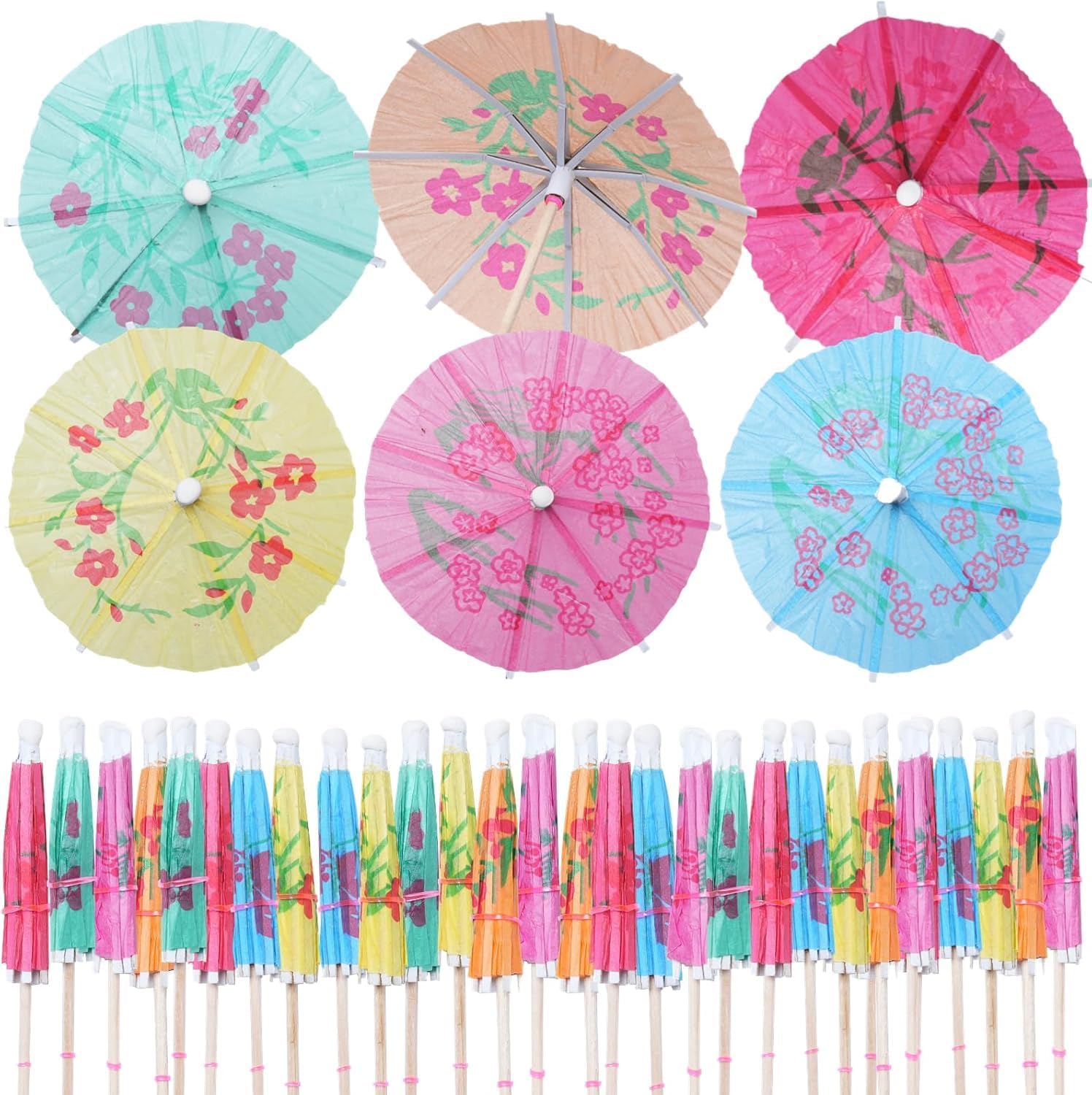 1000 Pcs Drink Umbrellas, 4in Cocktail Umbrellas, Mini Paper Drink Picks, Assorted Tropical Color Drink Umbrellas