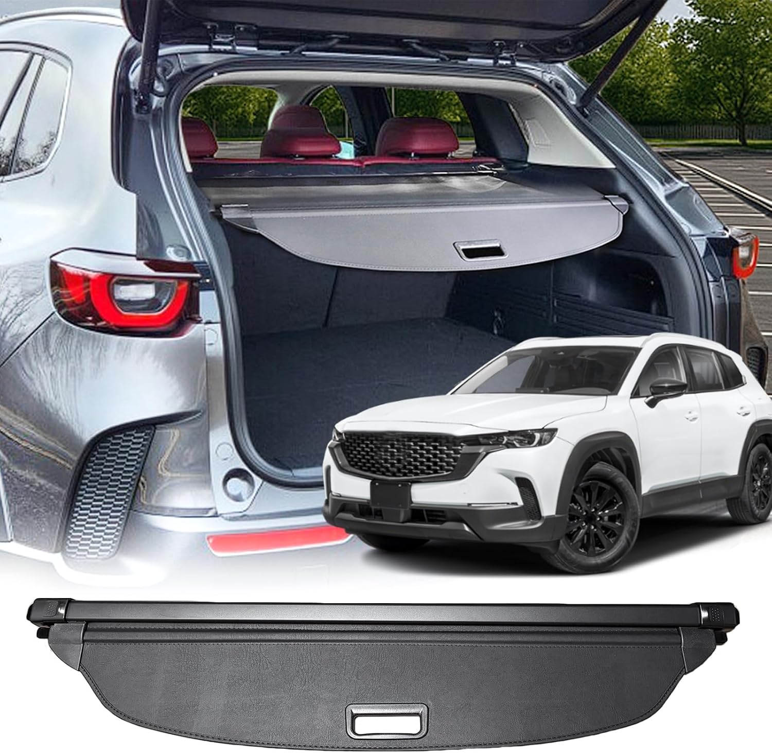 Cargo Cover for 2026 Mazda CX50 Accessories 2023-2025(Carbon Fiber Look),Retractable Trunk Cover Compatible with Mazda CX-50 Accessories Trunk Privacy Screen Luggage Security Shield Shade