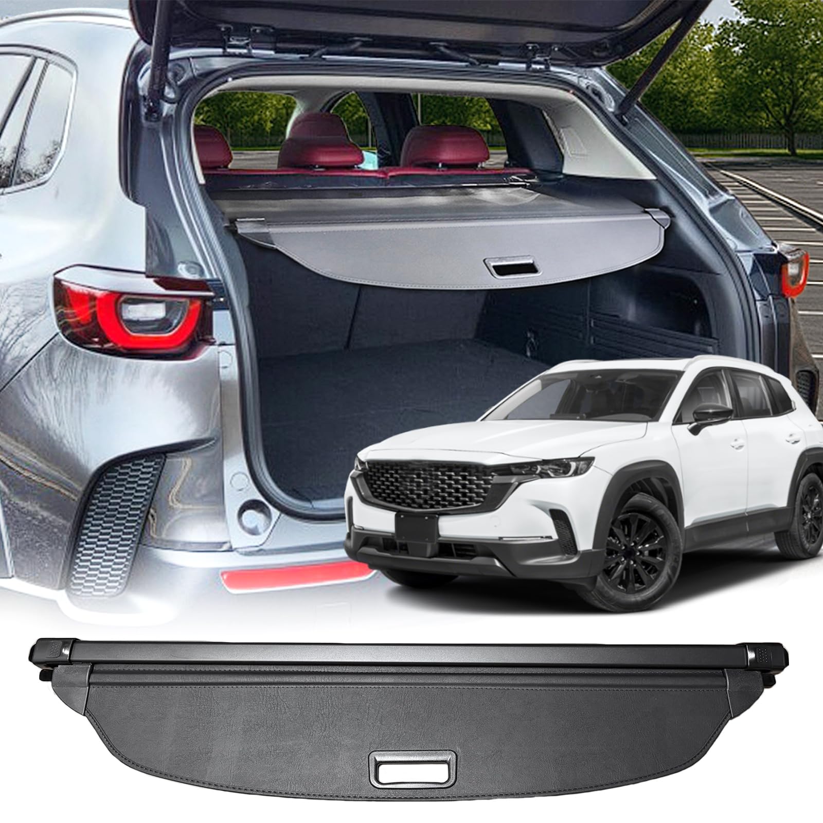 Cargo Cover for 2026 Mazda CX50 Accessories 2023-2025(Carbon Fiber Look),Retractable Trunk Cover Compatible with Mazda CX-50 Accessories Trunk Privacy Screen Luggage Security Shield Shade