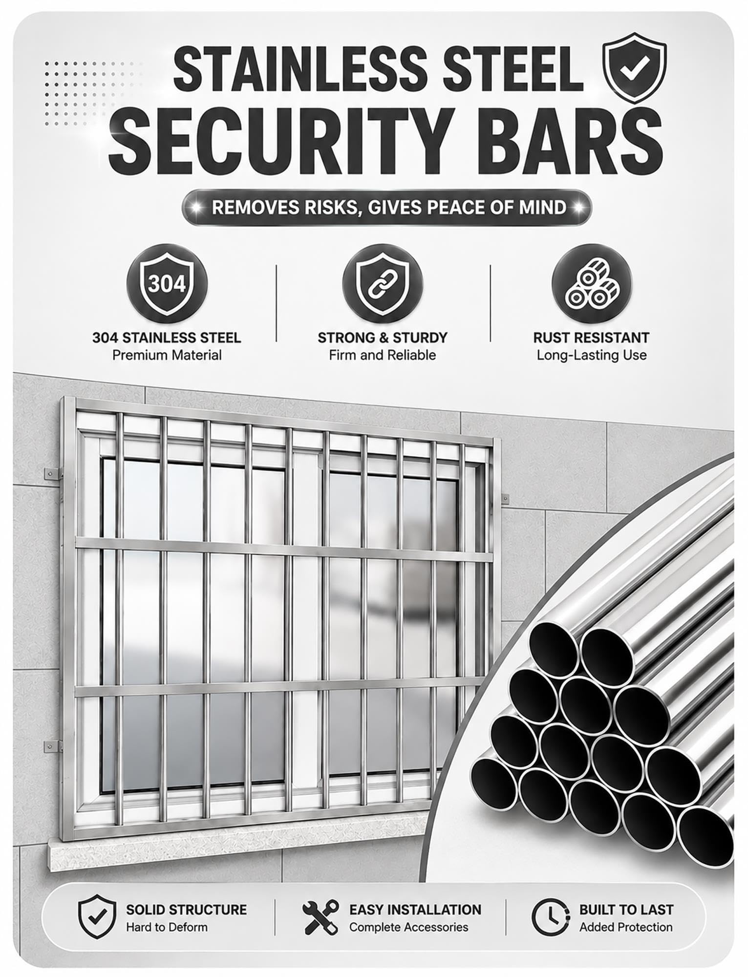 Inferriate sicurezza finestre inox, griglie antieffrazione personalizzabili