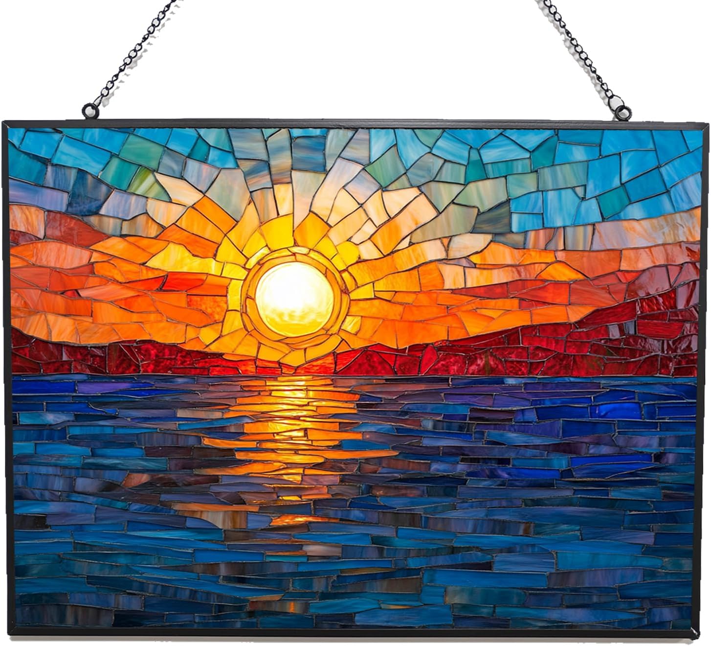 365CUSGIFTS Personalized Rectangle Mosaic Sunset Stained