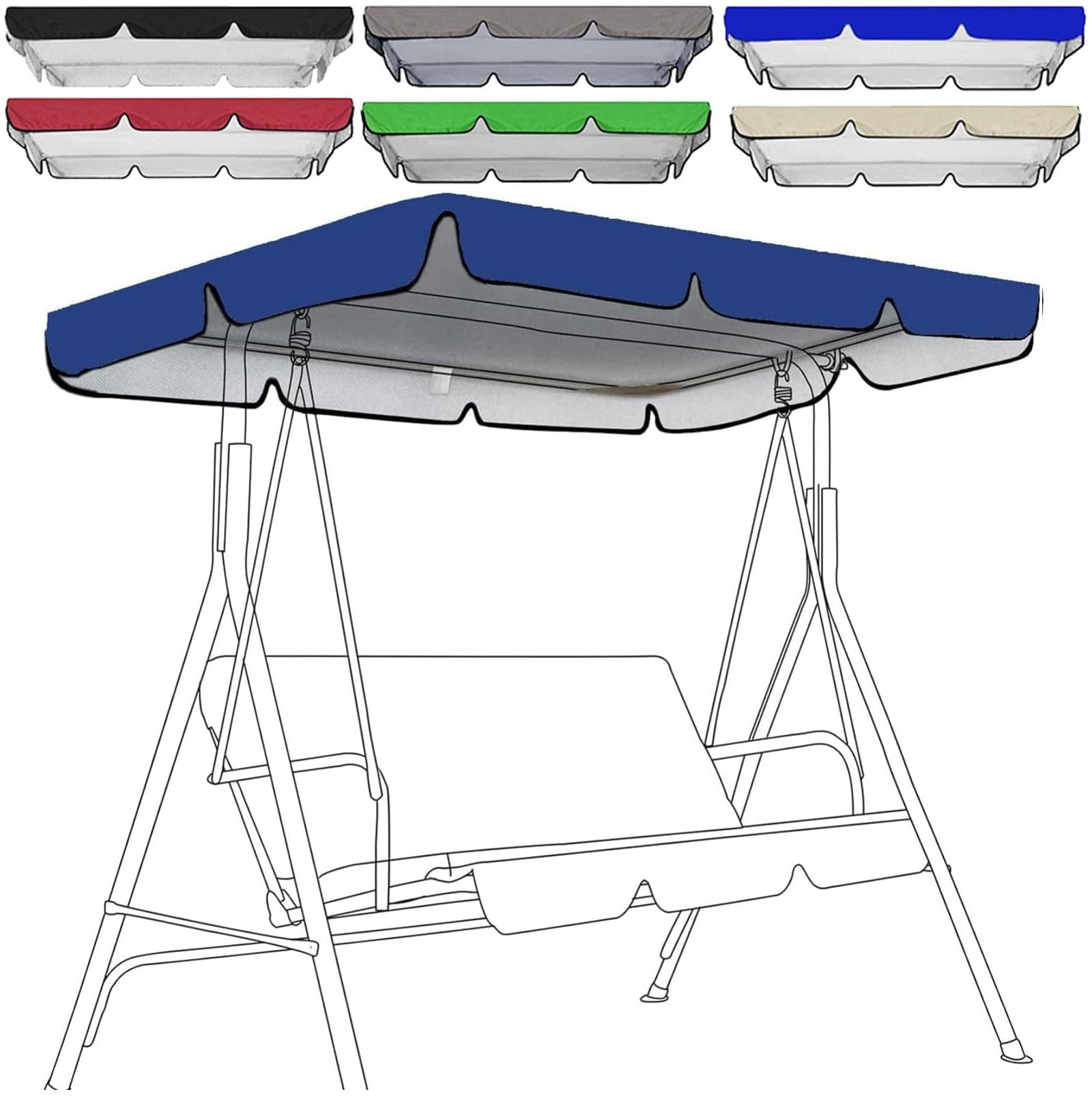 Garden Canopy Swing Seat Chair - Adjustable Canopy, Removable Cushion,for Patio Swing Garden Swing Outdoor for Relaxing and Enjoying Your Outdoor Space(Size:164 * 114 * 15cm,Color:Blue)