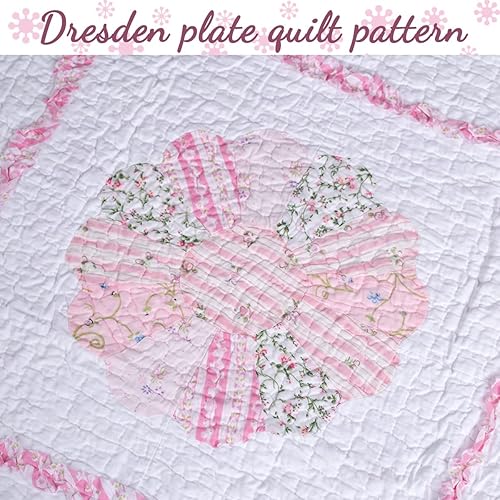 Miniatura 2 de Cozy Line Home Fashions Love of Pink - Juego de ropa de cama, edredón reversible 100% algodón, diseño floral, campo de margaritas, tela de retazos,