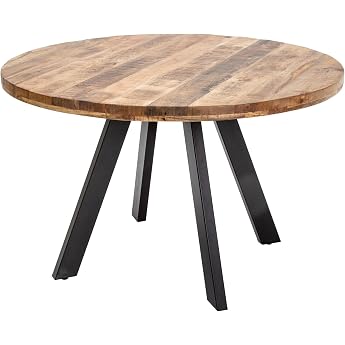 invicta INTERIOR Iron Craft Dining Table 120 cm Natural Black Mango Wood