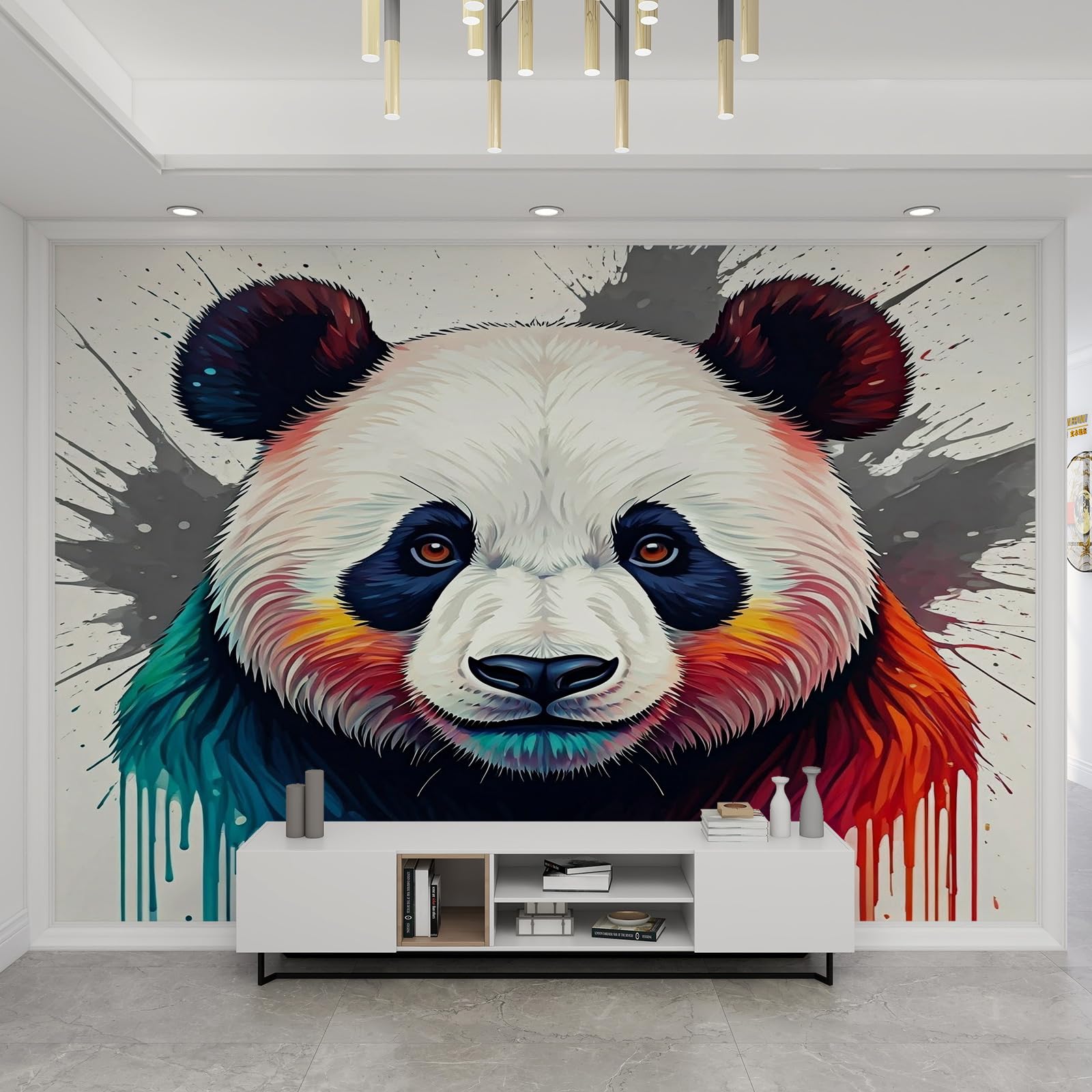 Papier peint panda coloré au style graffiti de rue urbain 430 x 300 cm