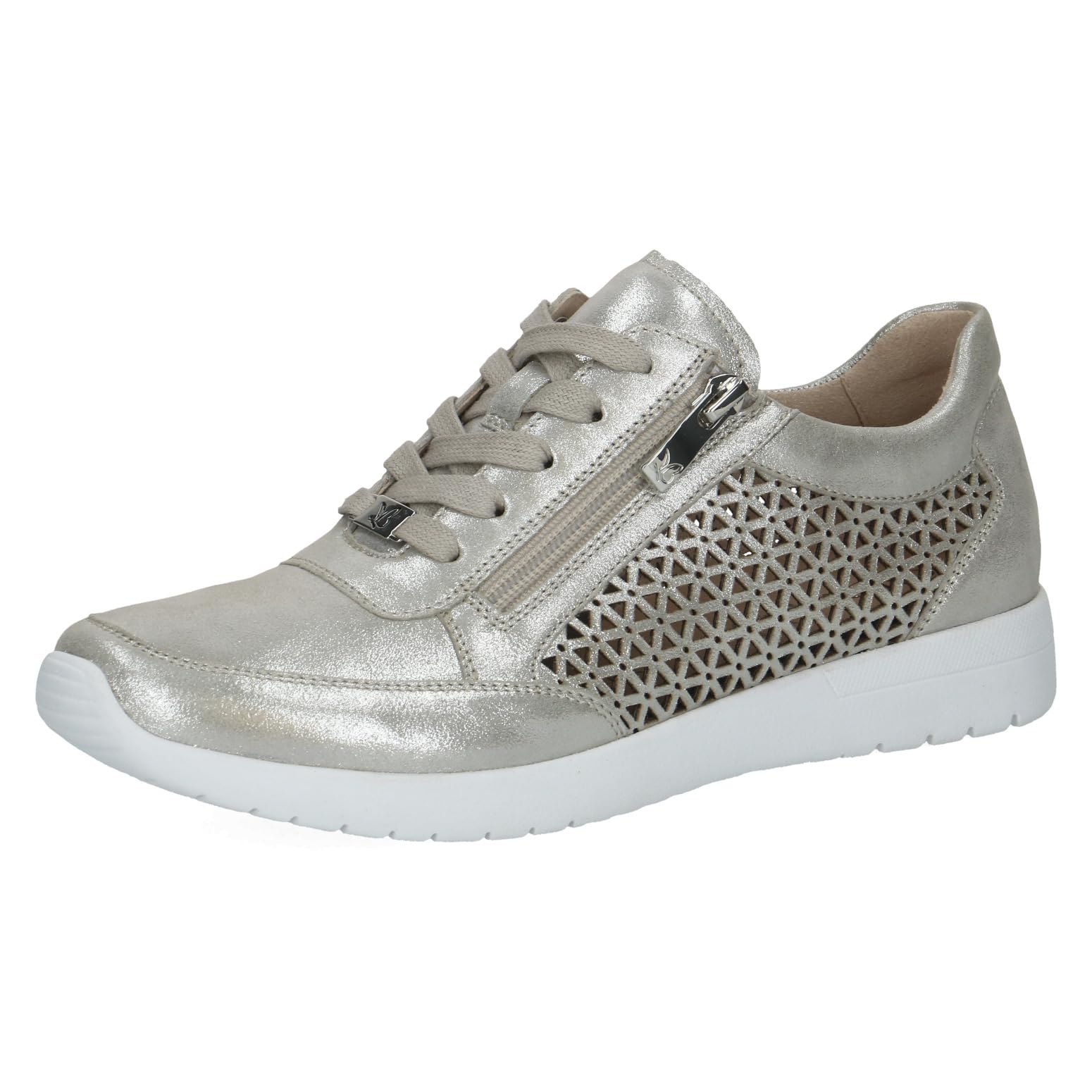 Caprice Women's Leather Sneakers, Metallic (Silver SUE MET), 5 UK