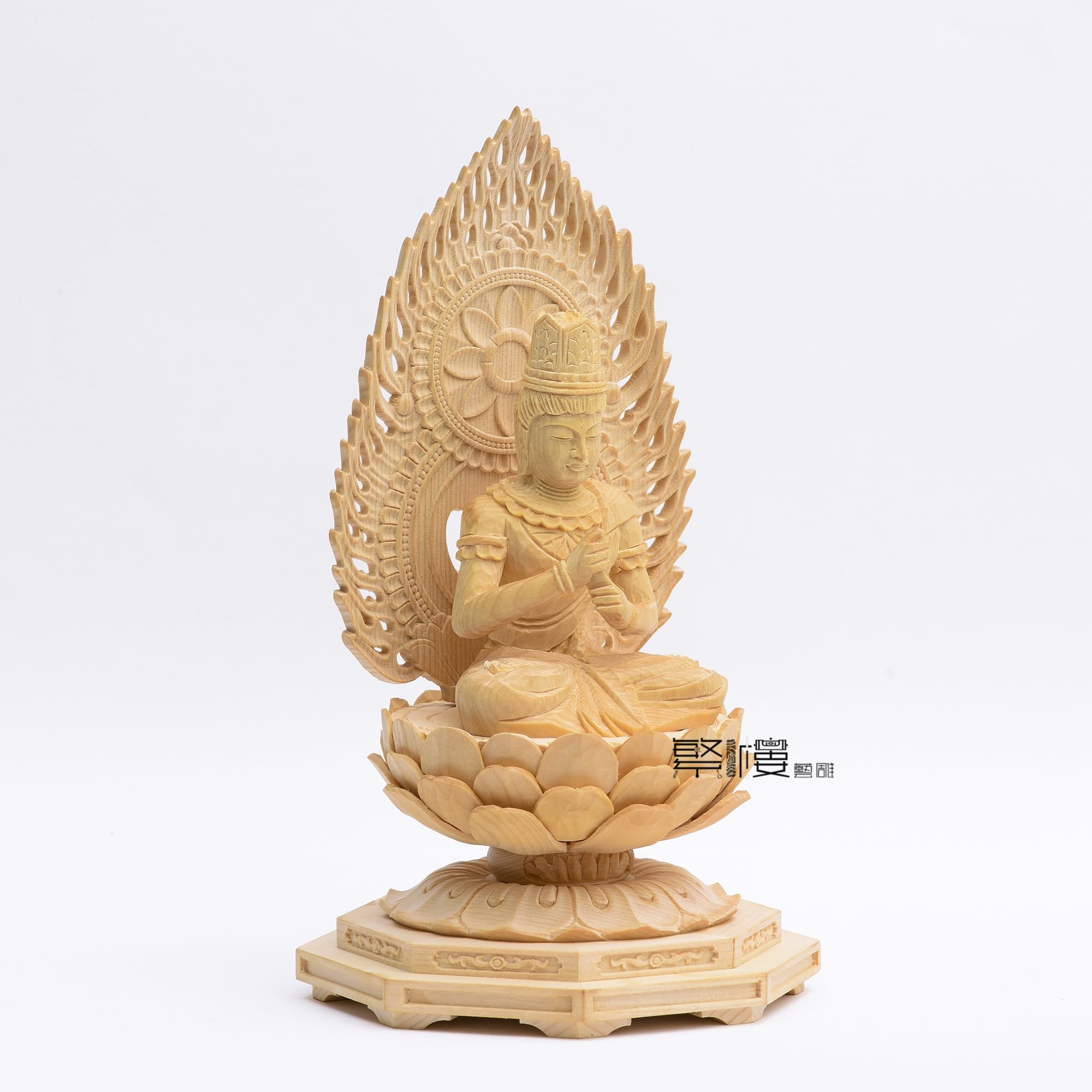 Amazon｜繁樓藝雕 大日如来 仏像 真言宗 桧木製 2.0寸 八角台座 火炎