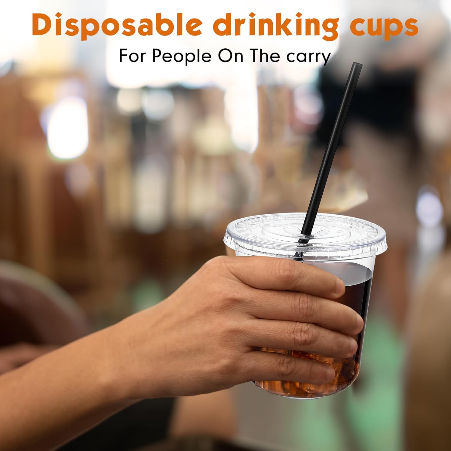 50 Set 12 oz Clear Plastic Cups with Lids and Straws, PET Disposable Iced Coffee Cups for Drinking Cold Beverage Juice Parfait Smoothie Milkshake Coffee Shops Party Supplies(Clear) - Image 5