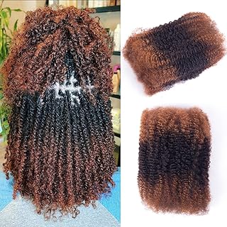 Afro Kinky-Curly Human Hair Bulk for Twist, Dreadlocks Making, Repairing and Extending Locs,100% Afro Kinkys Bulk Human Hair Ombre color, 50g/pack Can be Dyed (#30/1B/#30) (16inch)
