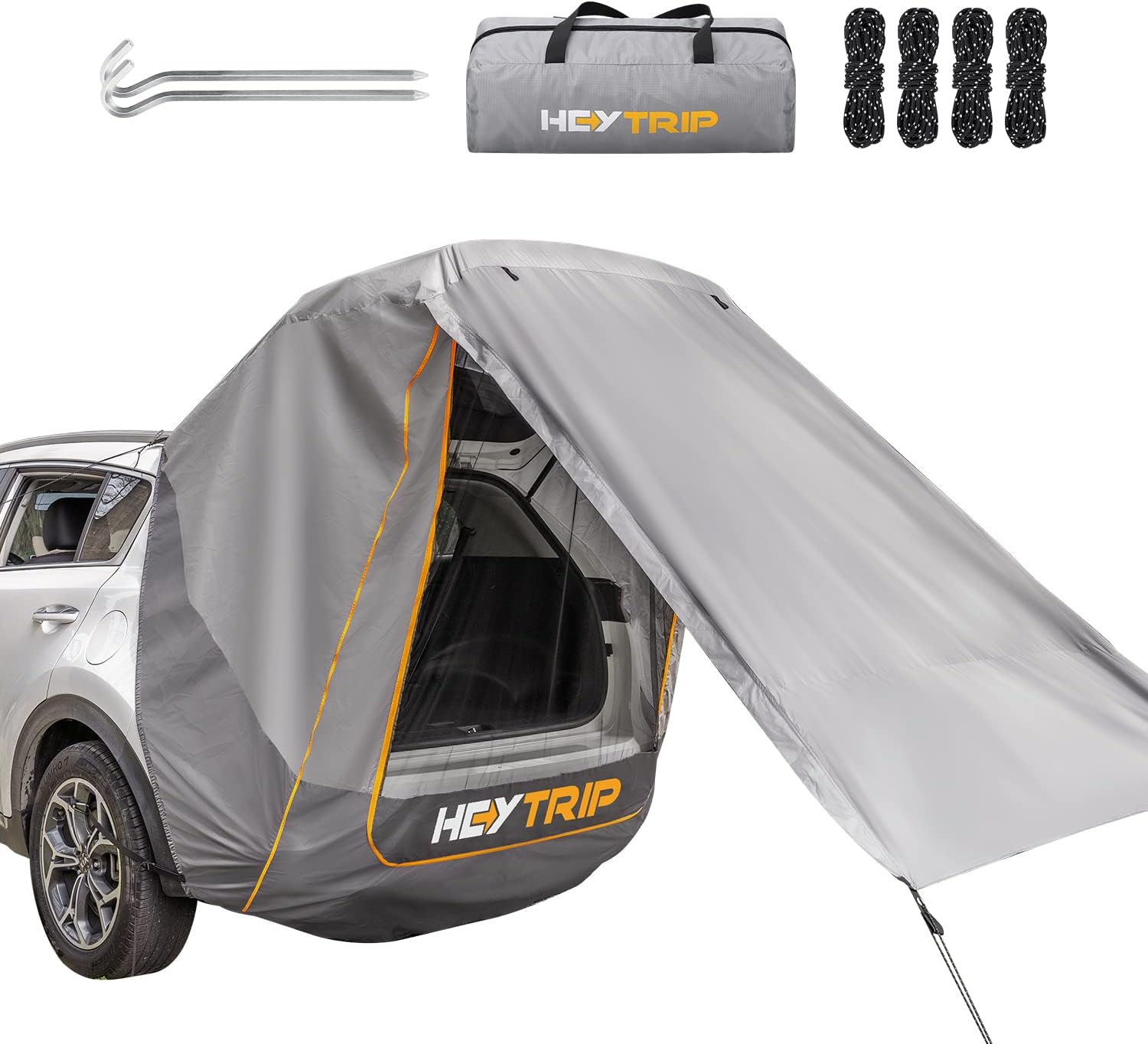 SUV Tailgate Tent with Awning Shade Waterproof Windproof Hatchback Camping Car Tent, Universal Fit Most SUV/Van/MPV/CUV, Gray