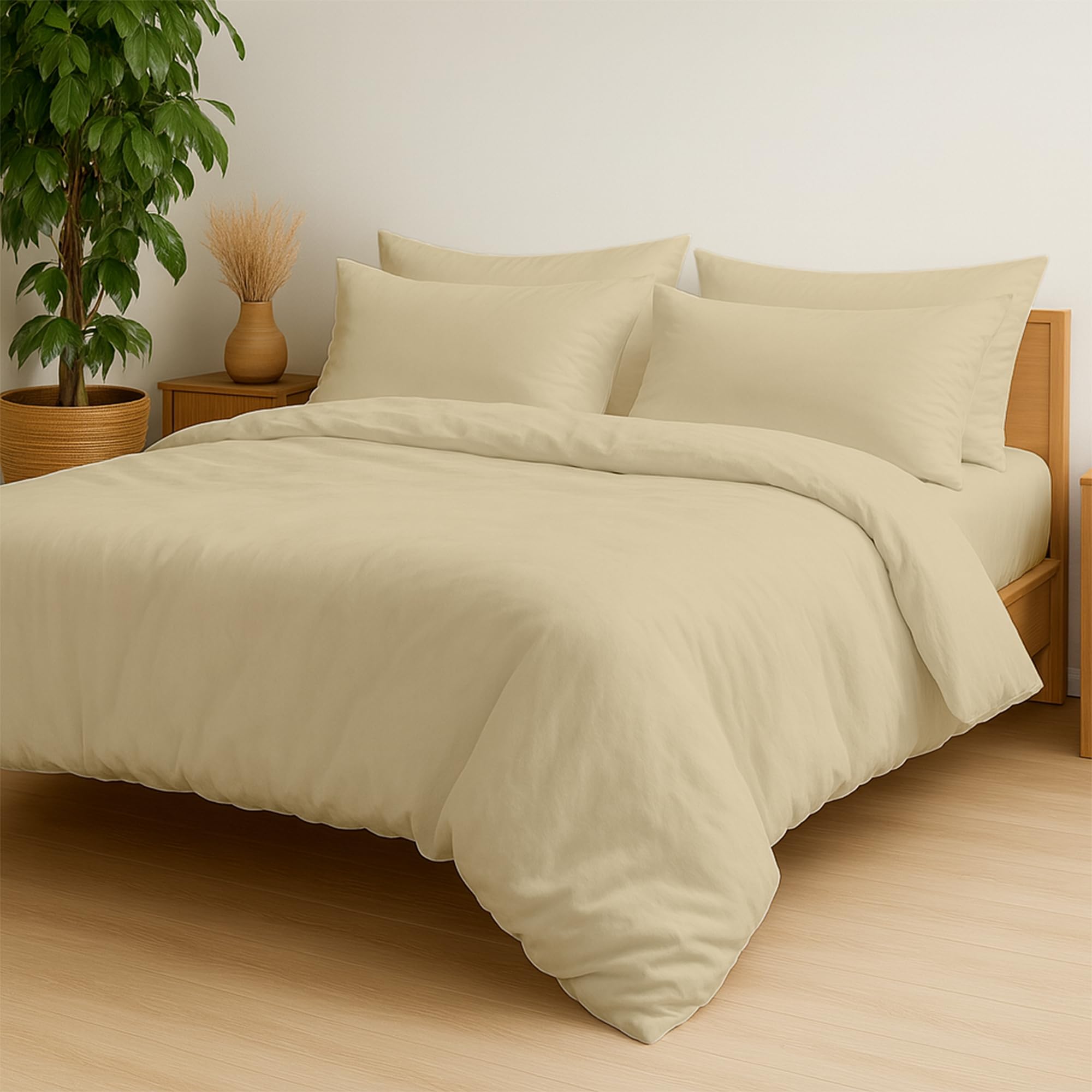 EGYPTO 100% Brushed Cotton Duvet Cover – Soft Thermal Flannelette Bedding Super King Duvet Set – Breathable & Hypoallergenic Warm Comforter – Winter Bedding Quilt Cover (Latte, Super King)