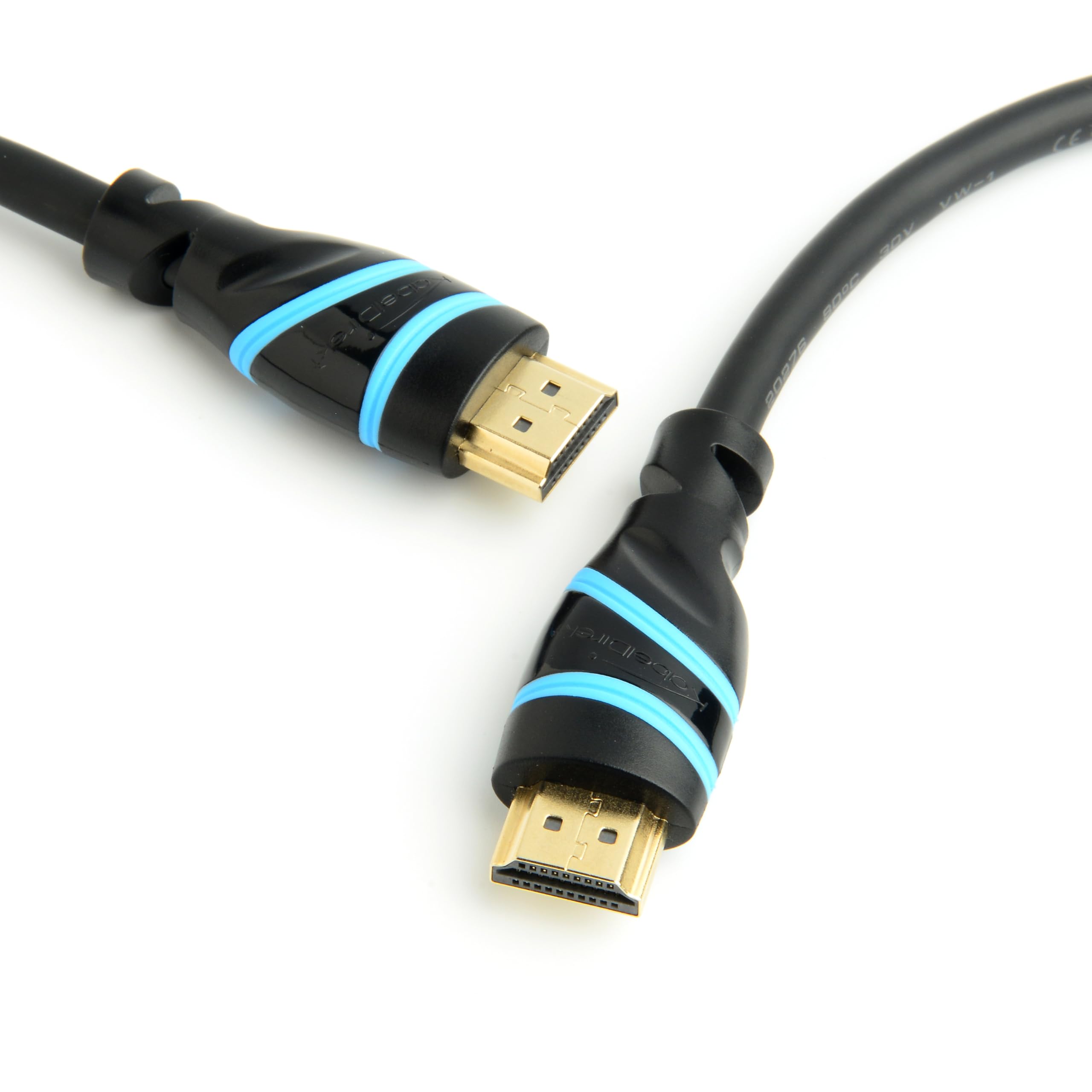 KabelDirekt – Cavo HDMI 2.2 16K & 8K – 2x 2m – Flexcore, nero/blu