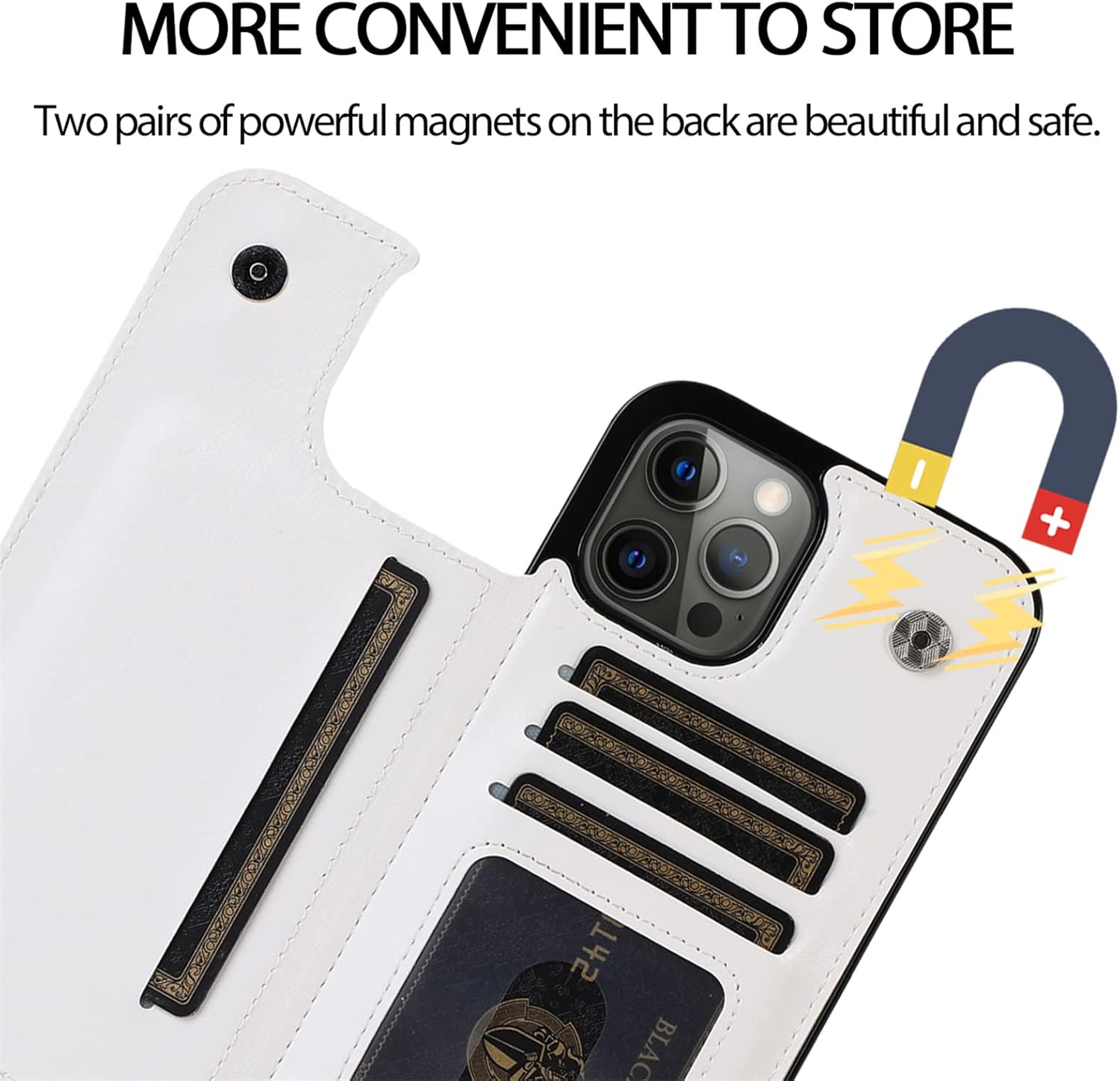 Wallet Case for iPhone 14 Pro Max/14 Pro/14 Plus/14,[4 Card Slots][Stand Feature] PU Leather Flip Double Magnetic Buttons Shockproof Cover Case-Minimal Design & Slim Form