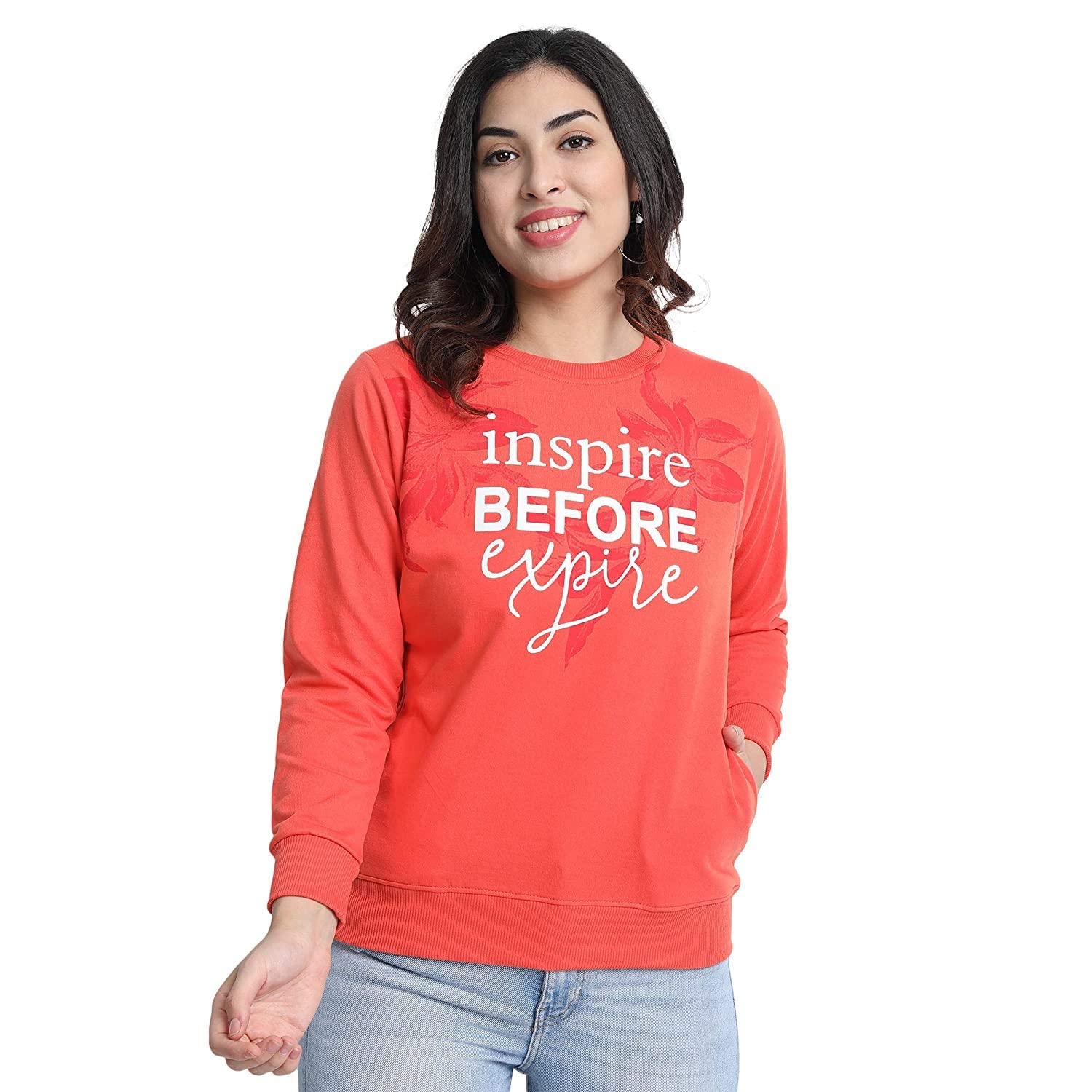 CHOZI Full Sleeves Round Neck Solid Pattern Women’s Sweatshirt