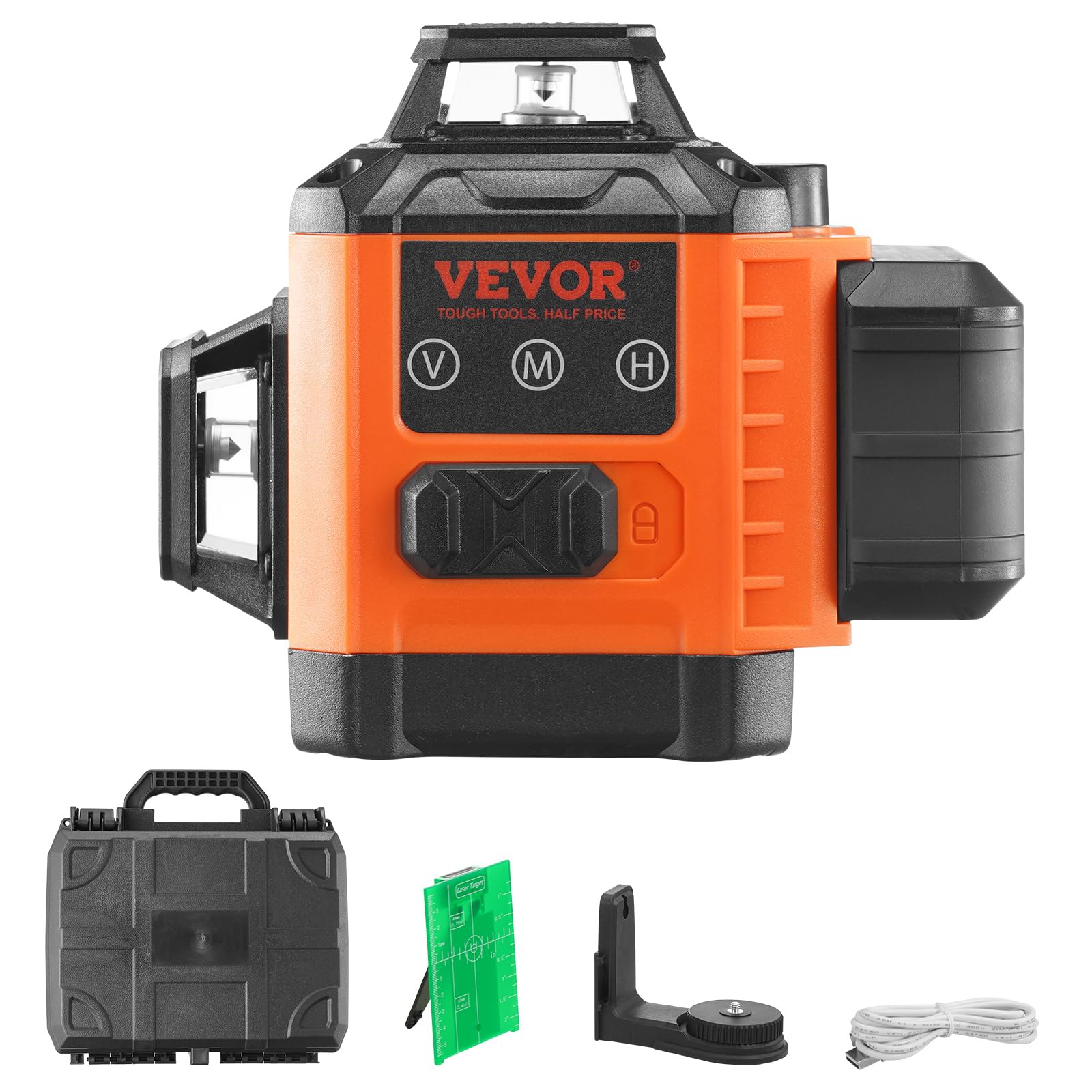 VEVOR Laser a linee incrociate, 30 m, laser autolivellante, 520 nm ± 10 nm, lunghezza d'onda laser da costruzione ± 0,28 cm a 10 m, laser a croce ± 3° 8 ore, tempo di lavoro continuo con batteria al