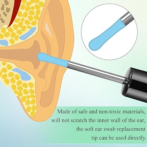Miniatura 5 de Nuanchu 16 piezas de puntas de cucharas para oídos, puntas de repuesto para limpiadores de oídos, púas de repuesto para eliminación de cera de