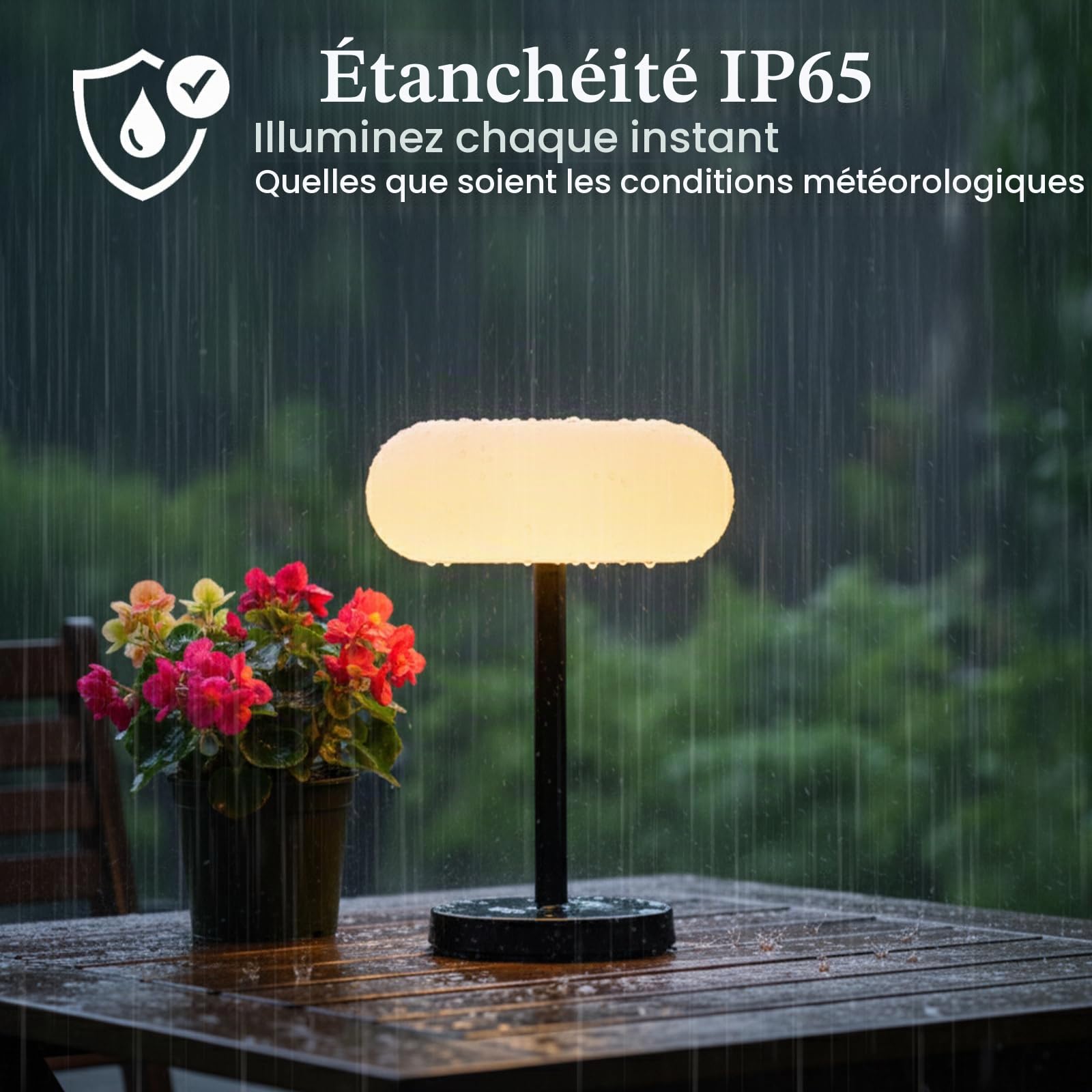 Rosnek Lampe de Table Solaire LED Sans Fil, Batterie 4000mAh, 3 Modes de Couleur & Gradation Continue, Étanche IP65 avec Télécommande, Recharge USB-C & Énergie Solaire pour Intérieur et extérieur