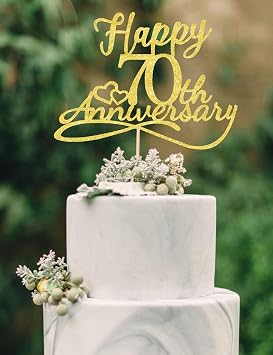 Happy 70th Anniversary Cake Toppers - 70th Wedding Anniversary Decorations, 70th anniversary cake topper, 70th Anniversary Party Decorations,70 year anniversary decorations