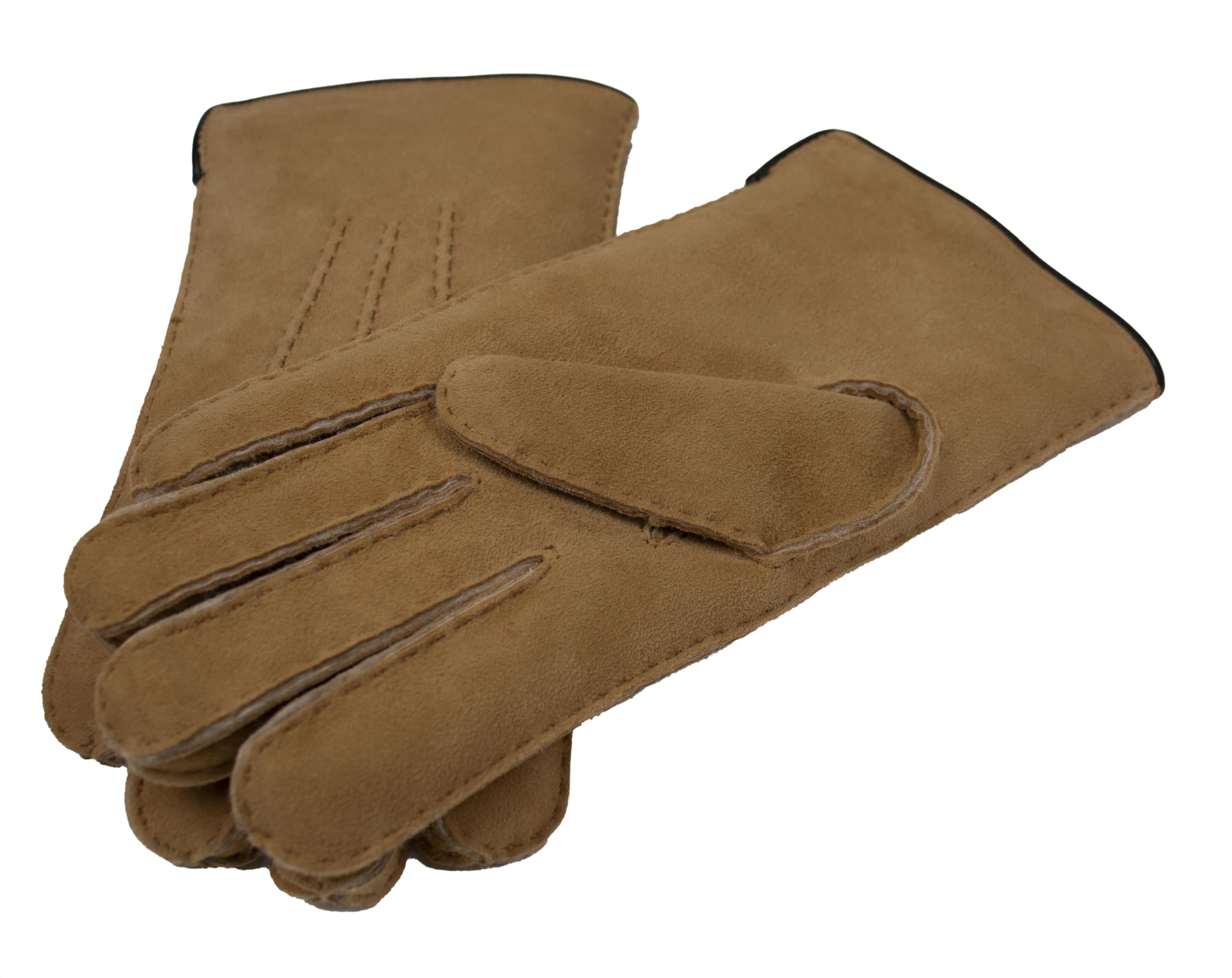Reissner Lammfelle warme Merino Lammfell Handschuhe für Damen und Herren LUXIOR HDS-FINGER4 in beige, braun und schwarz