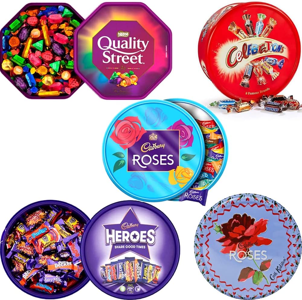 Christmas Chocolate Gift Tubs Celebrations,Roses,Heroes,Quality