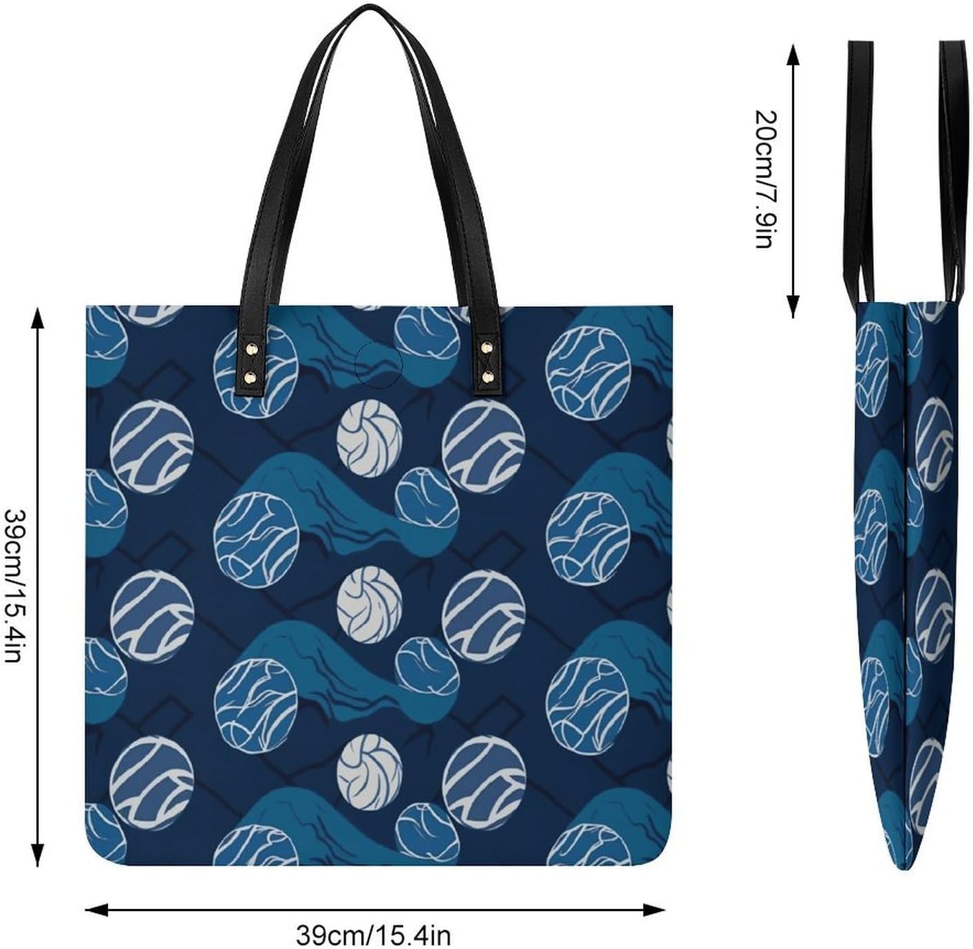 Blue Volleyball Handbags Large Capacity, Tote Bag Stylish Slouchy, Shoulder Bags for Work Beach Travel And Shopping Grocery.