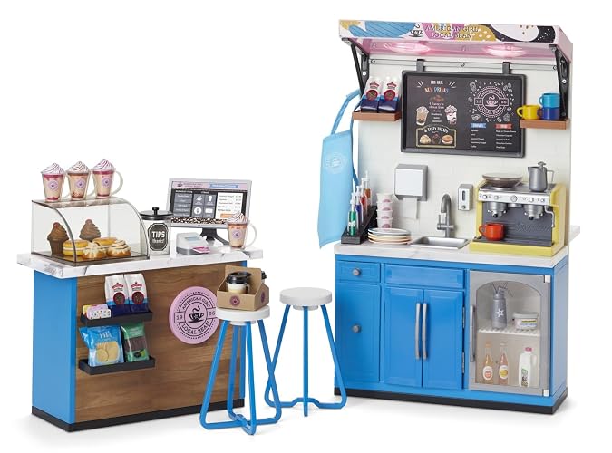 American Girl Truly Me 18-inch Doll Coffee Shop Playset with Pretend Espresso Machine and Cash Register, For Ages 6+