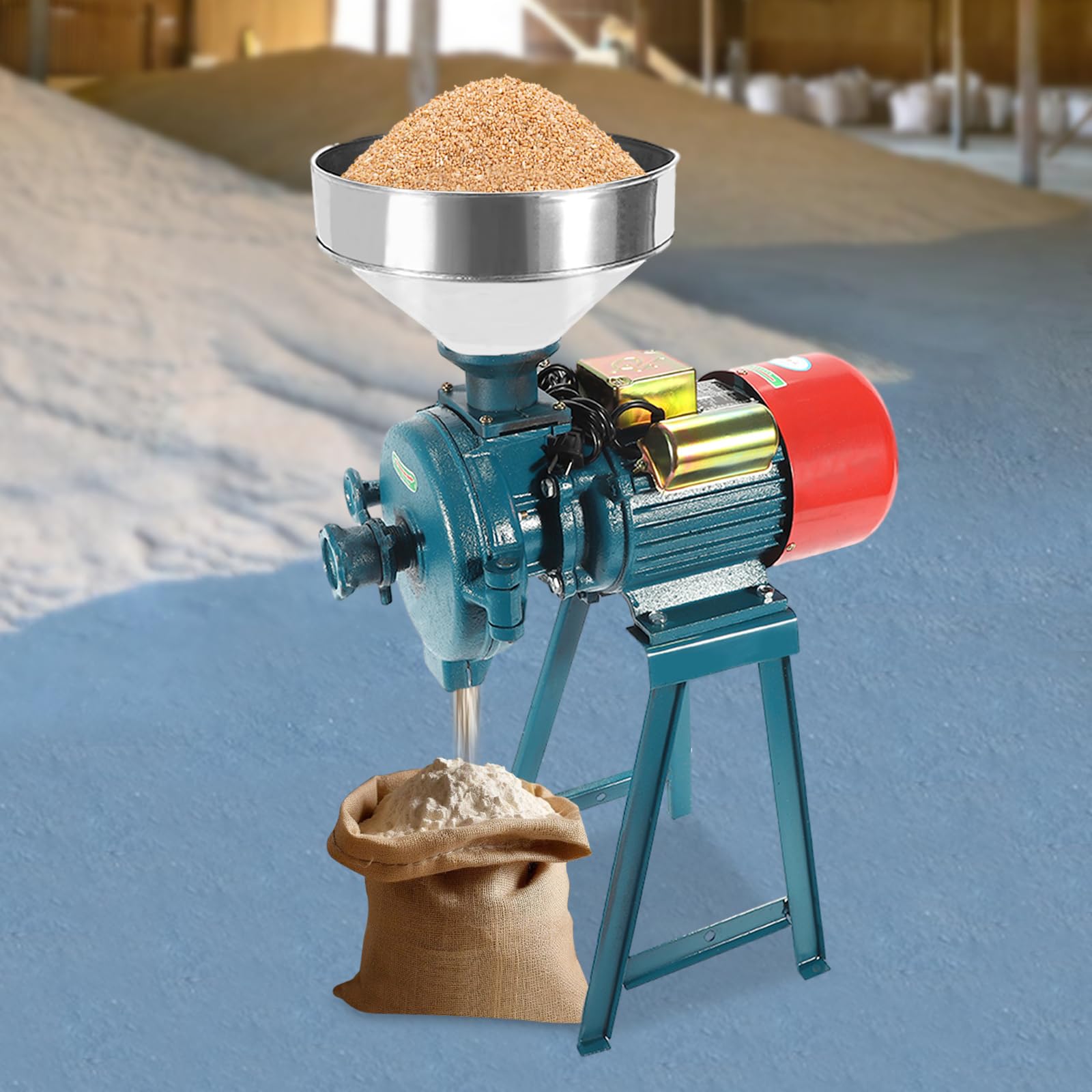 Molinillo de cereales 2200 W,220 V,molinillo de cereales eléctrico, molinillo de maíz comercial con tolva, molinillo de maíz de arroz, cereales de maíz, café, trigo, molinillo de harina