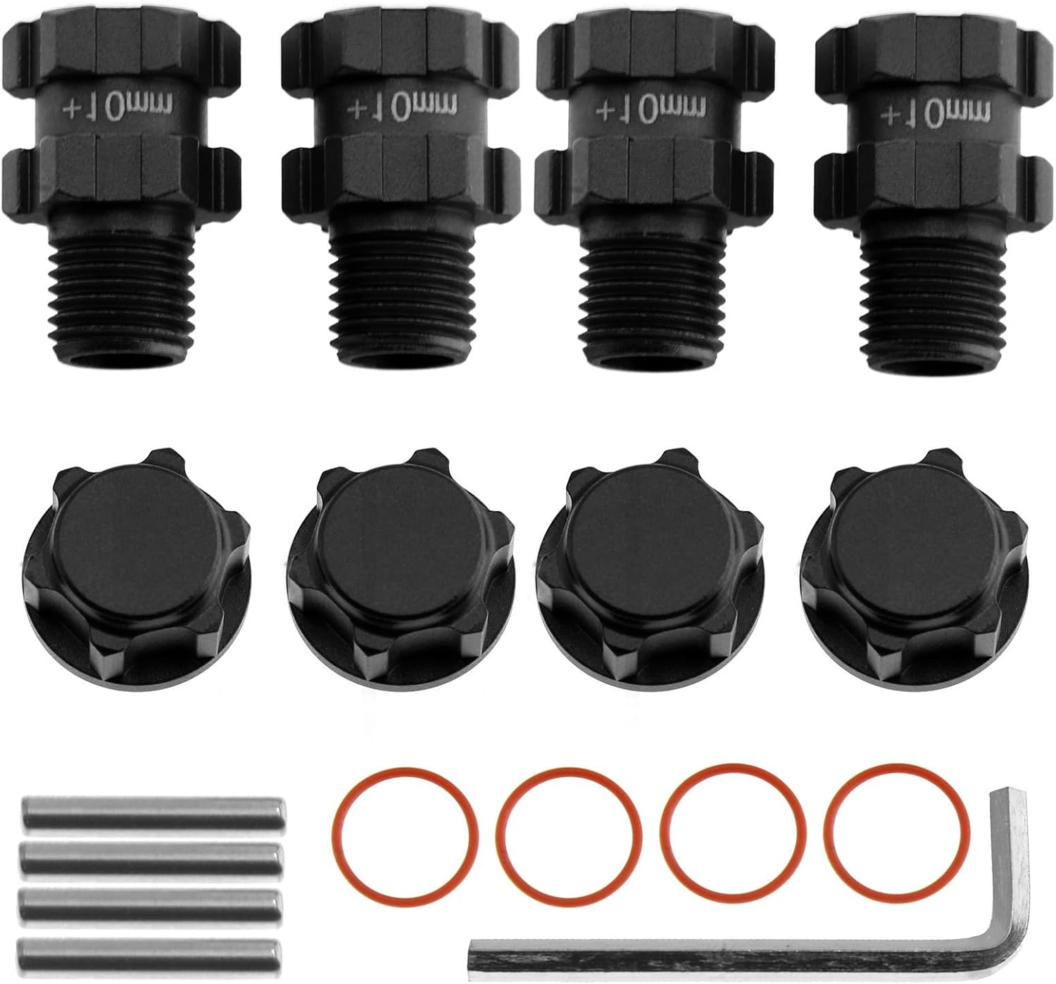 Black 4PCS 14mm to 17mm Wheel Hex Hub Adapter for Arrma Senton Granite 4X4 3S