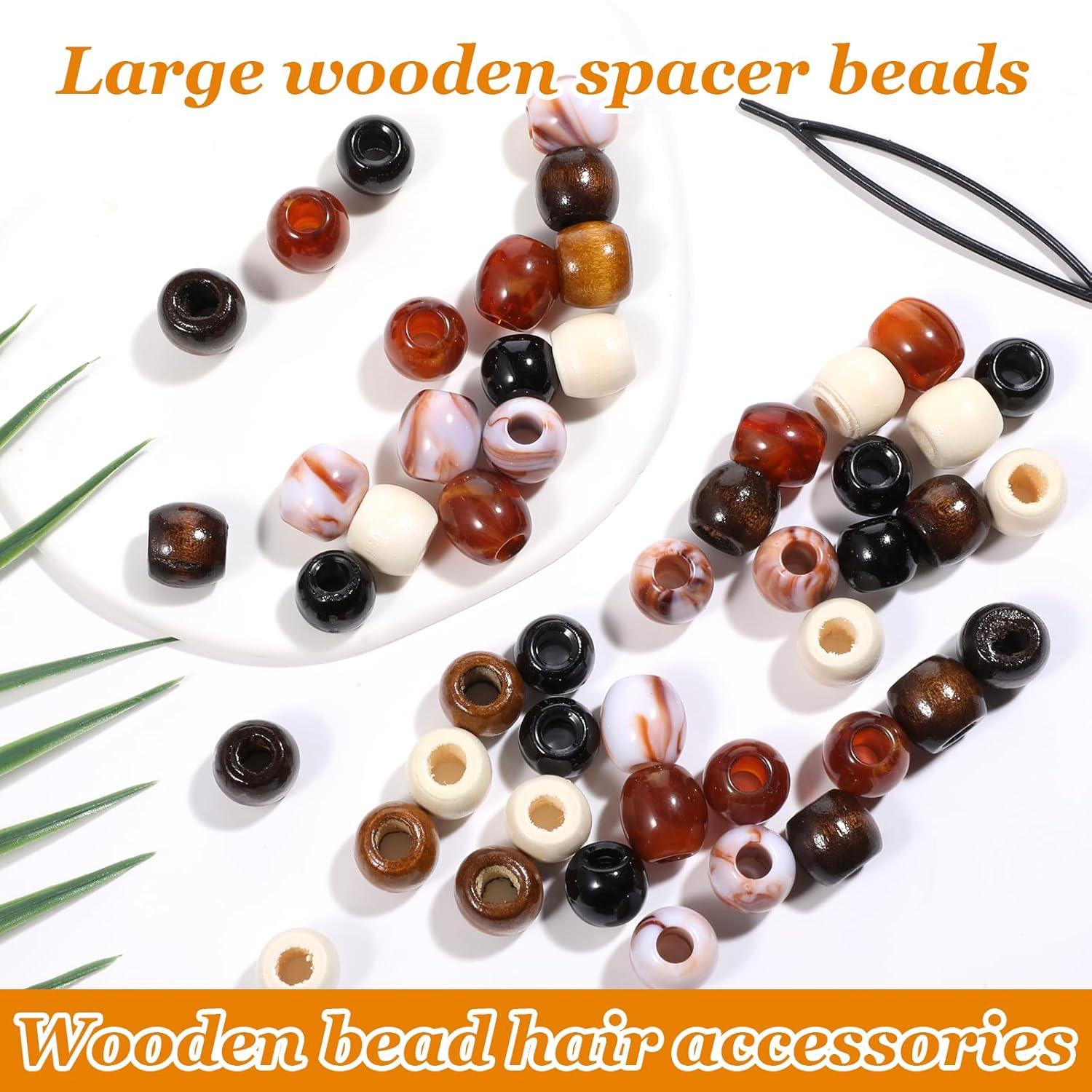 6 Color Hair Beads Braids, 60 Pcs Wooden Hair Beads Loc Dreadlock Accessories Cute Braids Decoration Hairs Cuffs DIY Braid Clips for Women Men - Image 7