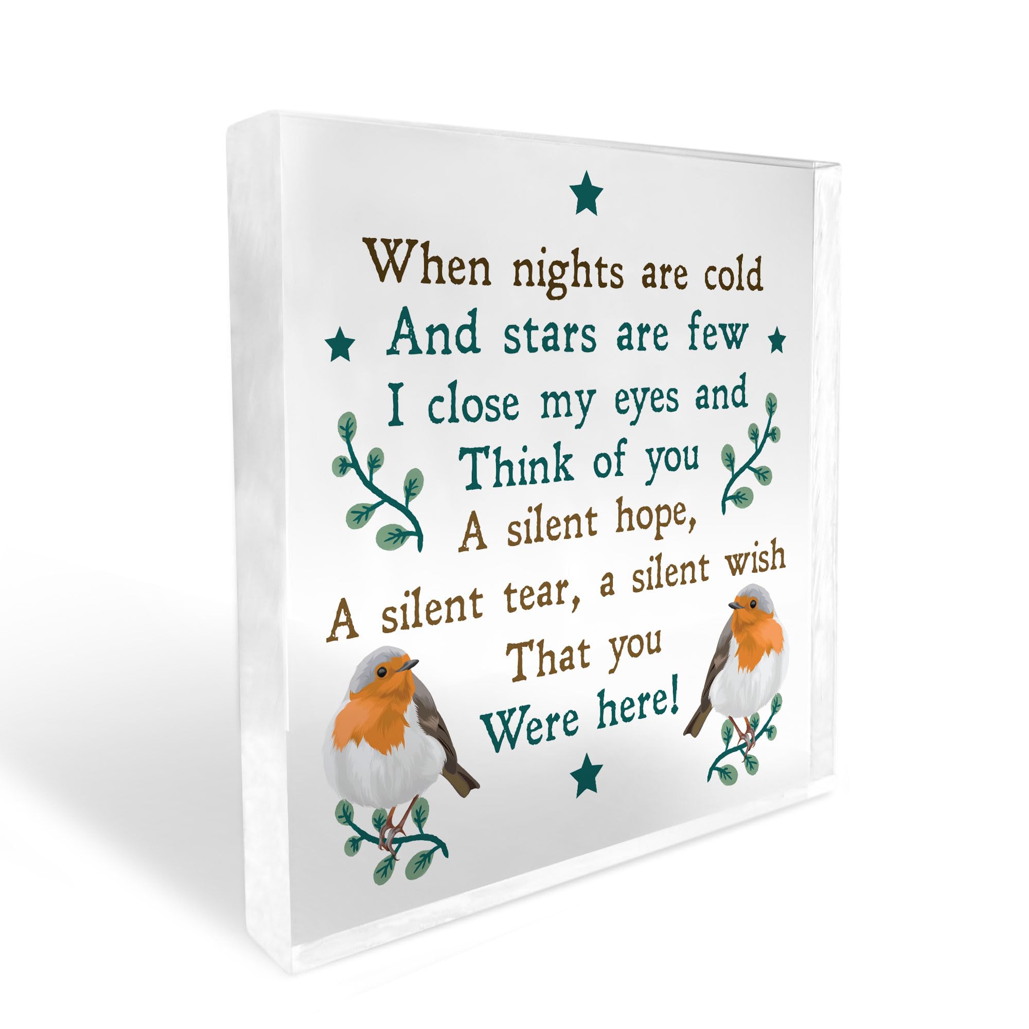Red Ocean Robin Christmas Memorial Plaque For Mum Nan Dad Grandad Freestanding Memorial Plaque Keepsake For Christmas Time