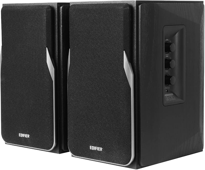 Edifier R1380DB Active Bluetooth Bookshelf Speakers - Optical/Coaxial Input - 2.0 Wireless Studio Monitor Speaker - 42W RMS (Black) (Renewed)