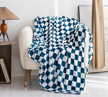 Large Lattice Blanket, Soft Plush Reversible Blanket, Warm Thick Fuzzy Couch Blankets for Sofa Couch Chair Office Grey Green 79 x 91