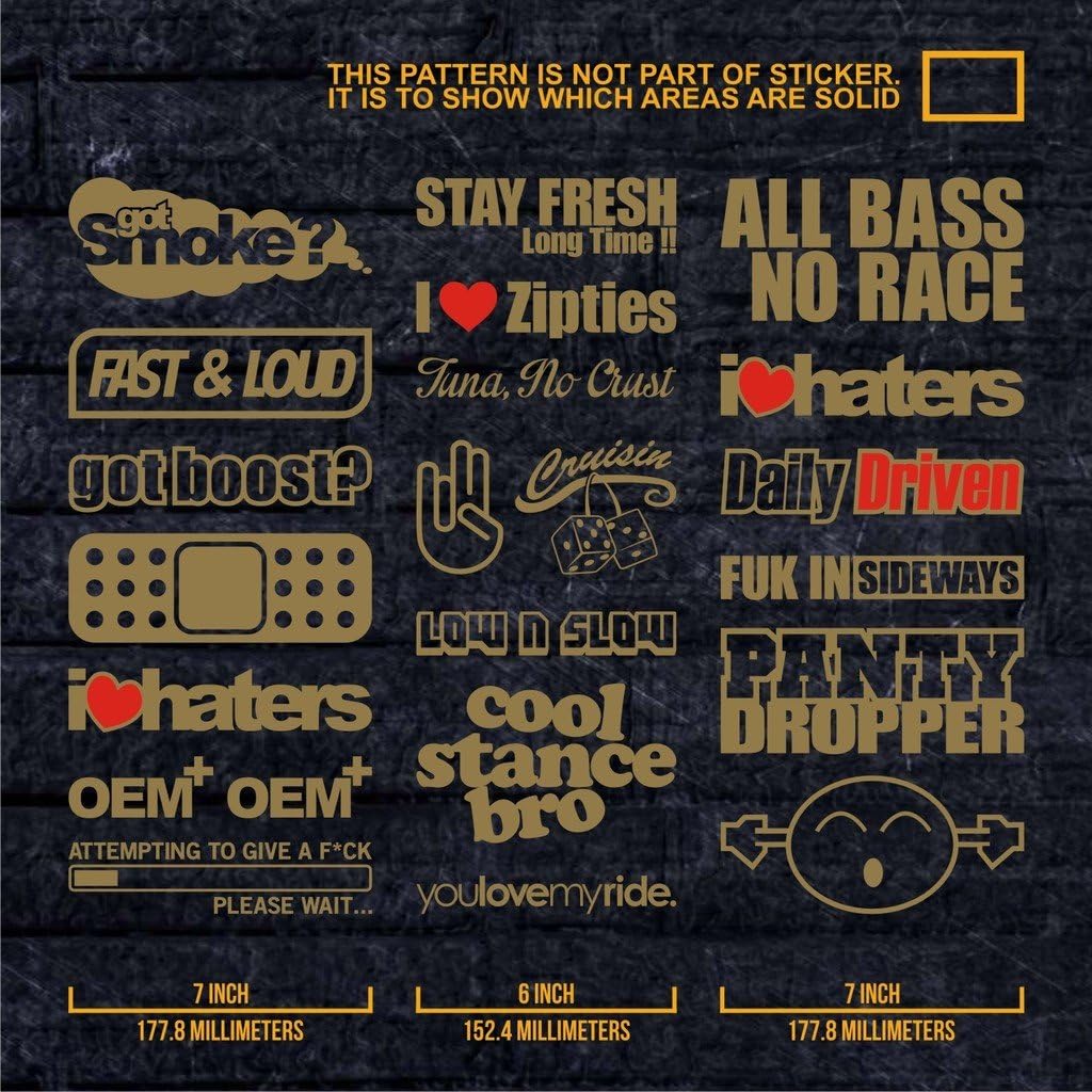 Infinity-270 JDM Stickers Pack Stay Fresh got Boost Panty Dropper You Love My Ride Fast Loud got Smoke Gold Fast Boost Shutter Robot Lower Standard