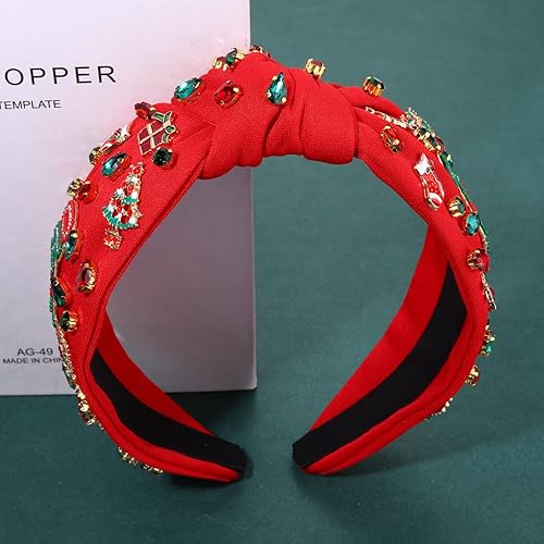 Miniatura 3 de mokkia Diadema de Navidad para mujer, accesorios de Navidad, con lazo, reno, copo de nieve, diadema roja y verde, con diamantes de imitación,