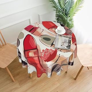 Cosmetic Lipstick Perfume Art Table Cloth 60 Inch Round Tablecloth for Tabletop 28" to 48" Wrinkle and Stain Resistant Fabric Tablecloth Washable Polyester Table-Cover for Dining