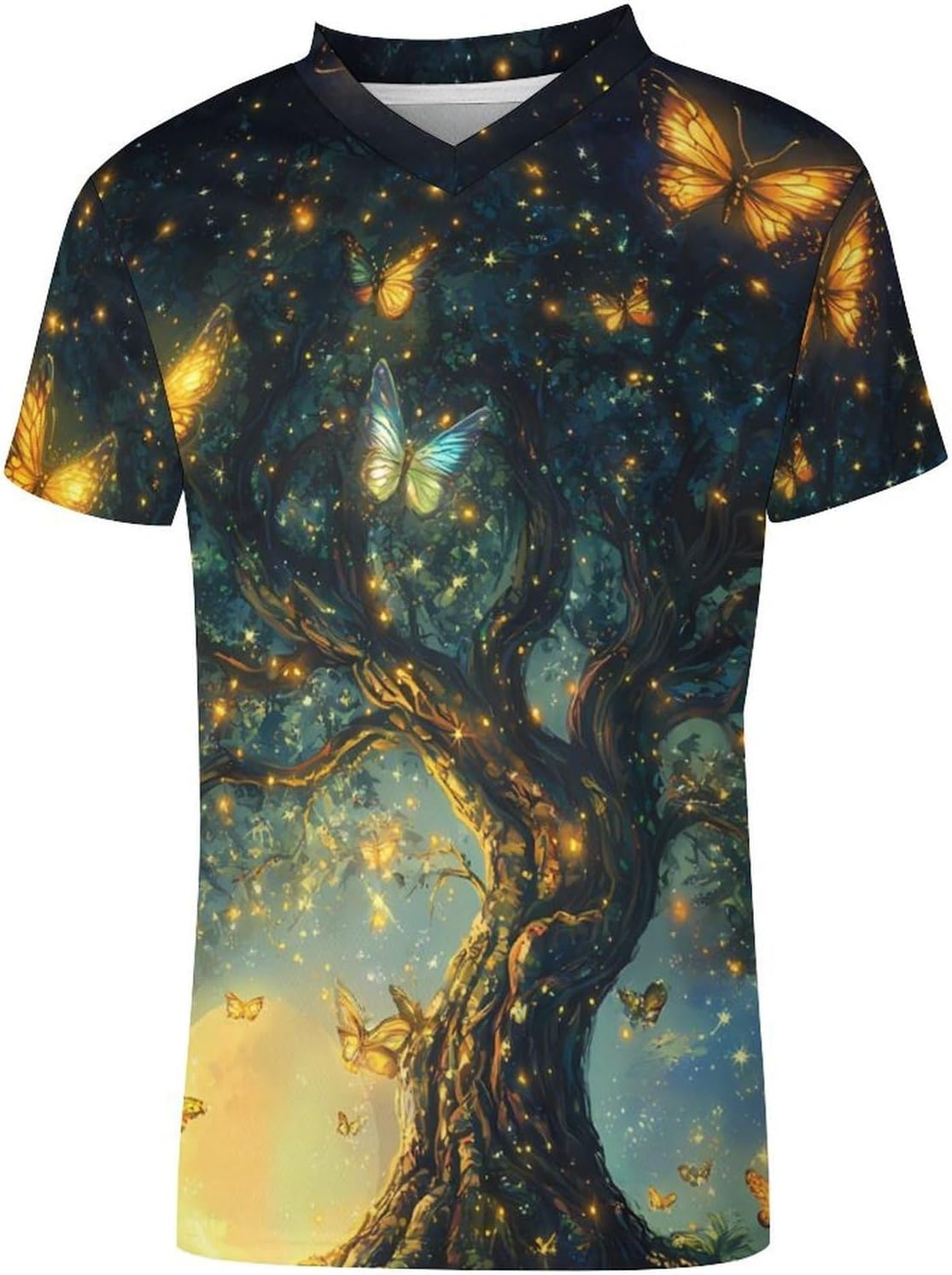 Butterfly Treelife Men’s Football Shirt Printed Soccer Jersey Short Sleeve V Neck T Shirts Summer Tops