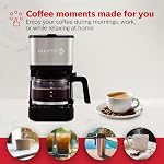 Holstein Housewares Simply Brew Machine à café en acier inoxydable Drip 5 Café tasse avec filtre réutilisable, sans rinçage, pot coffre-fort pour lave-vaisselle, noir