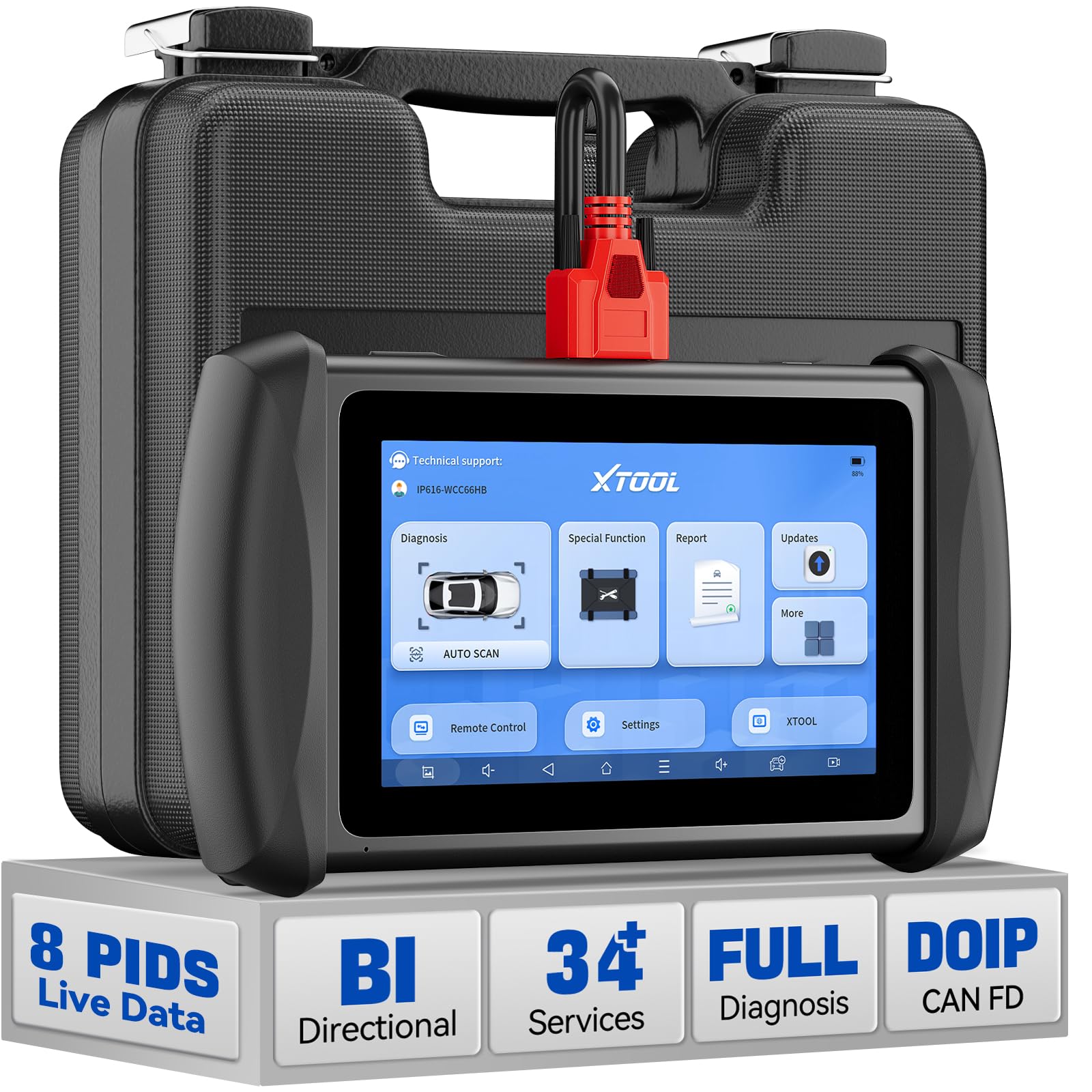 IP616 Car Diagnostic Tool: Bidirectional OBD2 Scanner with All System, ECU Configuration, 34+Resets-Oil/ABS/EPB//DPF/Throttle/SAS/TPMS, Injector Coding, FCA/CANFD/DoIP, Lifetime Update