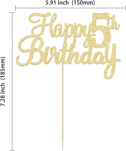 Miniatura 2 de Gyufise 1 pieza de decoración para pastel de 5 cumpleaños con purpurina para quinto cumpleaños, felicitaciones a 5 años de edad, 5 años, fabulosas