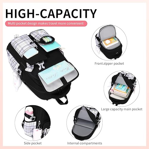 Miniatura 3 de Linda mochila para niñas, mochila escolar para niñas, mochila para niños y escuela primaria, Negro -, Grande, Mochila para niñas