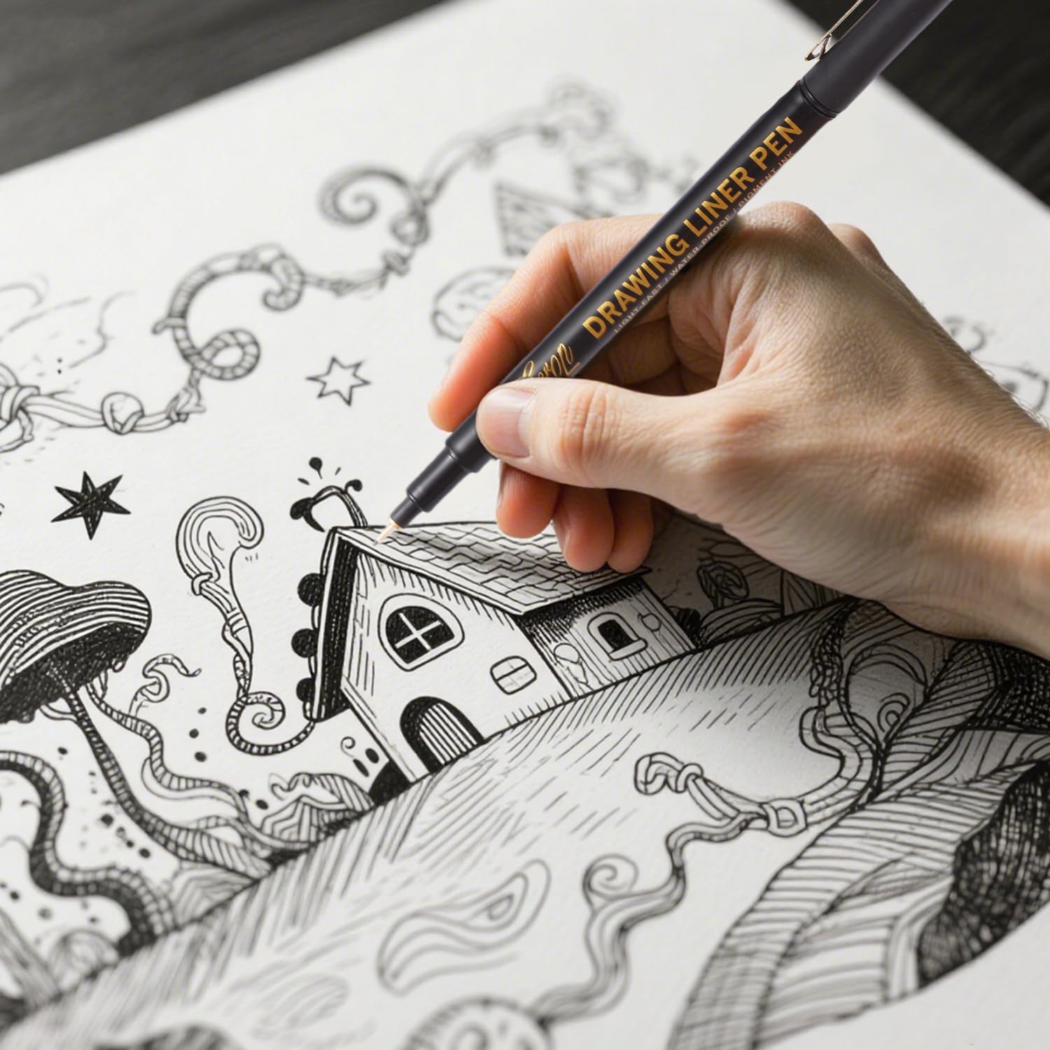 Penne Liner Sottili Impermeabili Set da 12 per Artisti Disegno Schizzo Tecnico