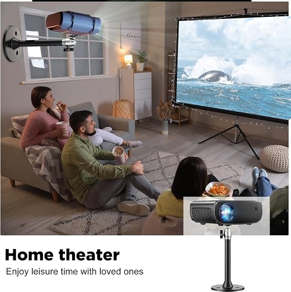 DAWASAPAT Mini Ceiling Projector Mount Bracket - Adjustable Tilt & Swivel Hanging Projector Holder, Wall Mount Hanger Rack Stand with 2 Free Adapters and Cable Ties, Black