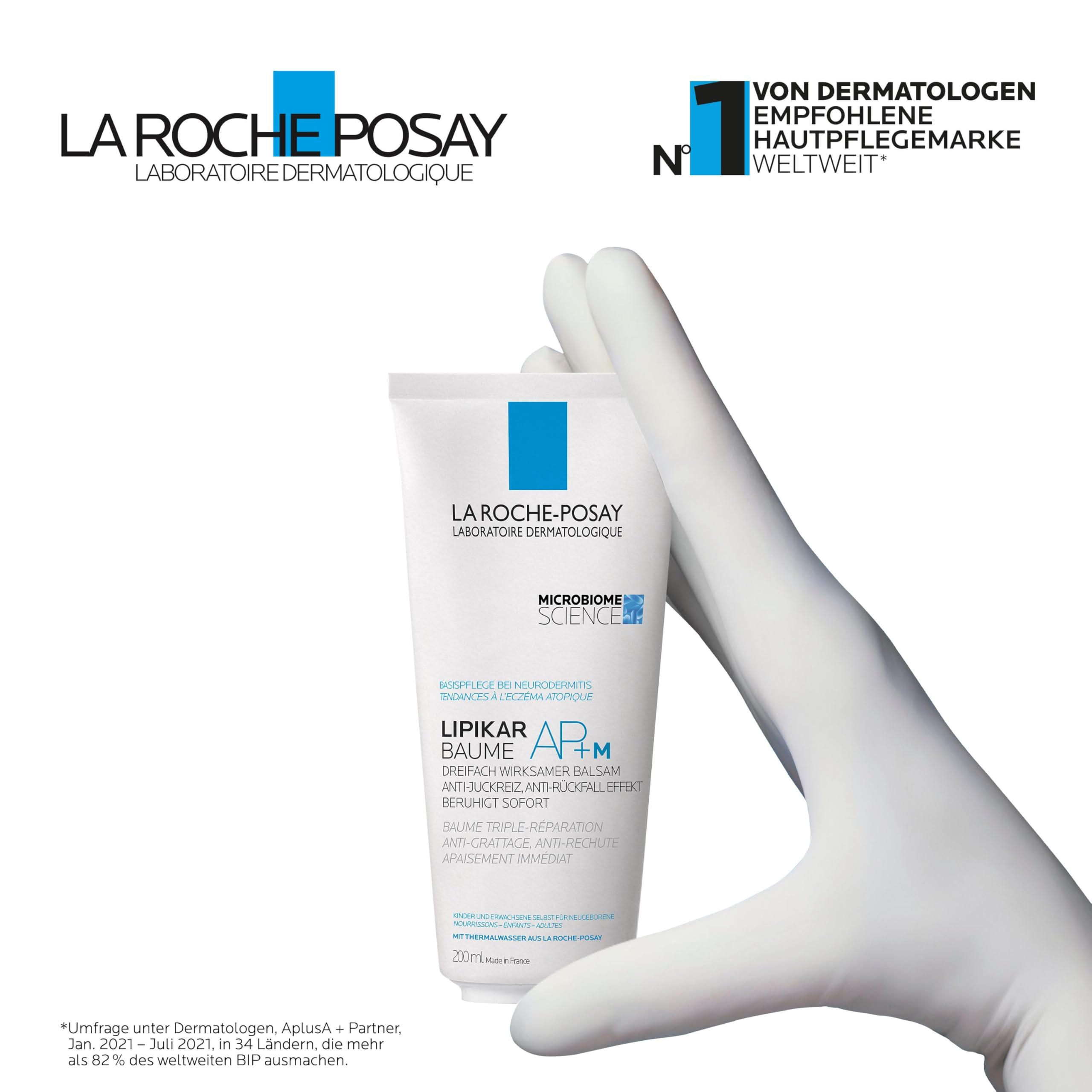 La Roche Posay Bodylotion, Für juckende, trockene und zu Neurodermitis neigende Haut, Mildert Juckreiz, Stärkt Hautschutzbarriere, Mit Niacinamid und Sheabutter, LIPIKAR Baume AP+M, 200 ml