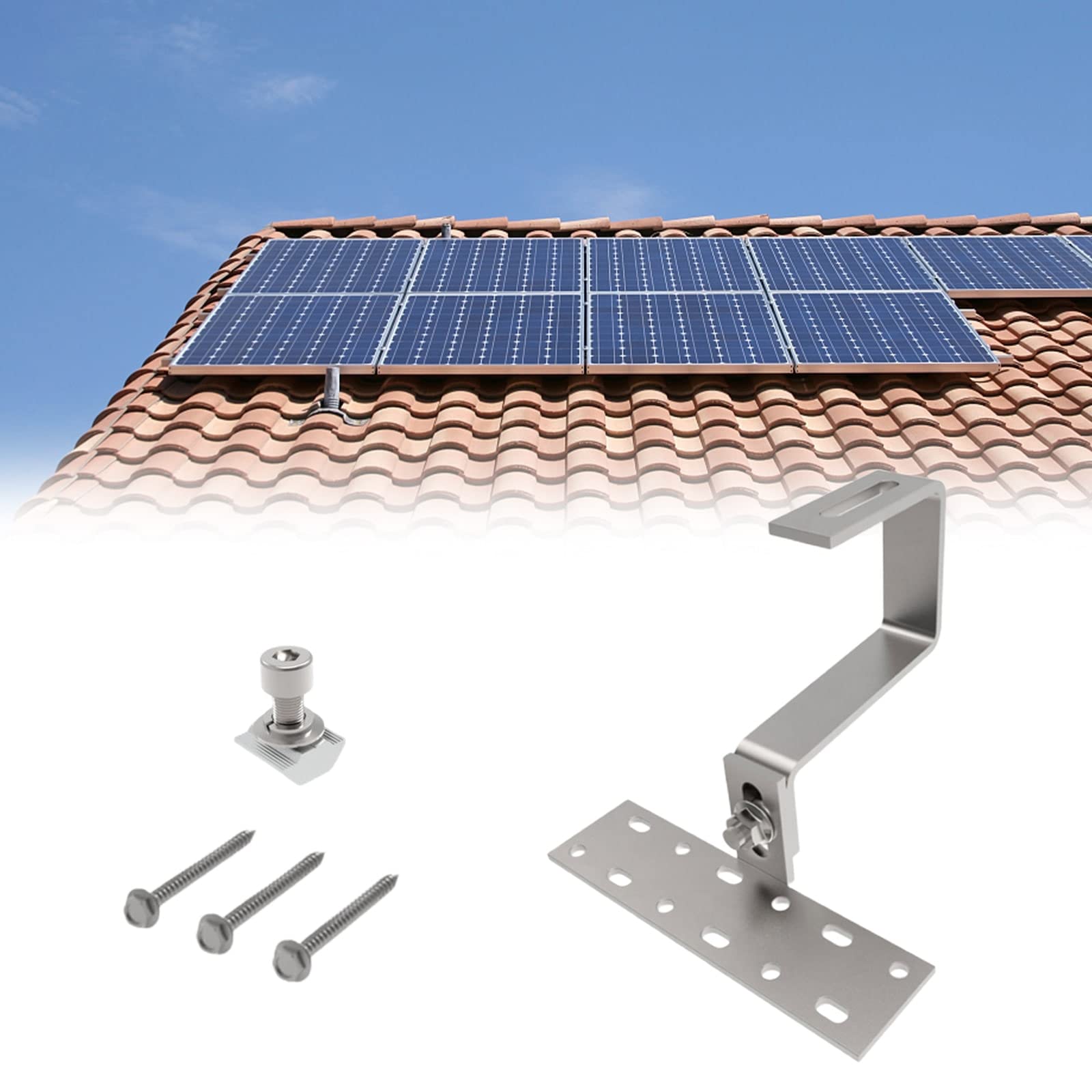 SPORTARC Supporto per tetto a pannello solare, gancio per tetto fotovoltaico regolabile per montaggio superficiale solare fotovoltaico | Staffa per pannello solare per montaggio pannelli solari