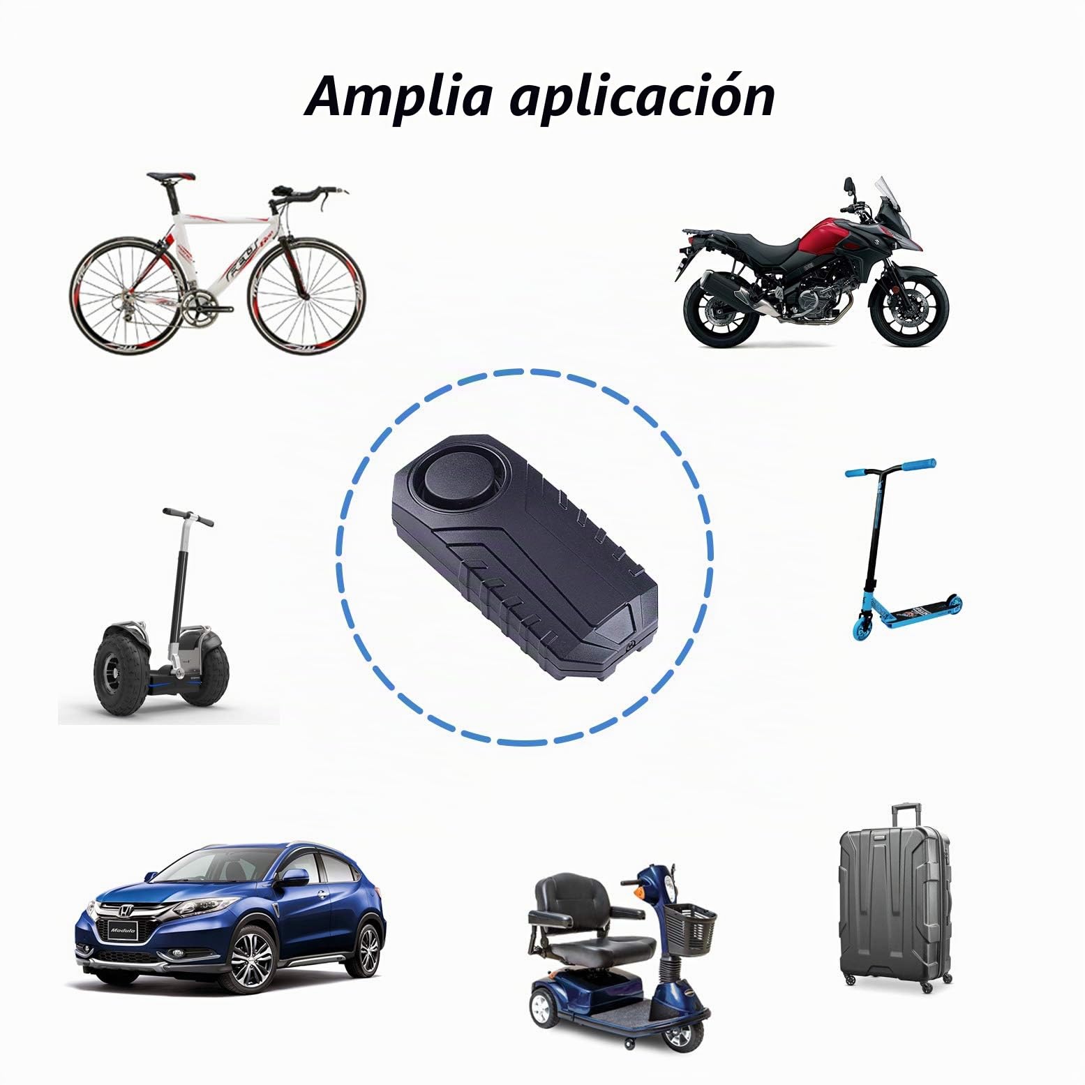 Mengshen 113dB Fuerte Alarma de Bicicleta Sensor de Movimiento Inalámbrico de Vibración Mando a Distancia Alarma de Seguridad para Bicicleta Ebike Scooter Coche (4 Sensores con 2 Mandos a Distancia)