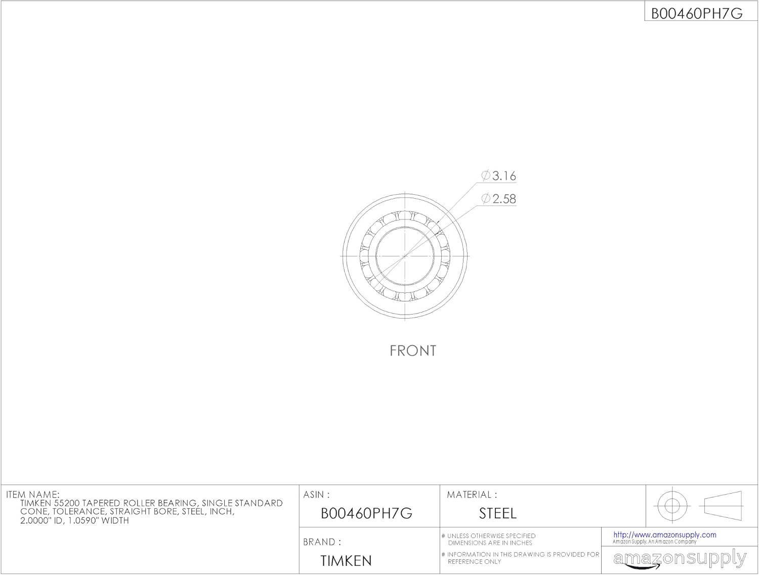 Timken Tapered Roller Bearing Cone - 55200