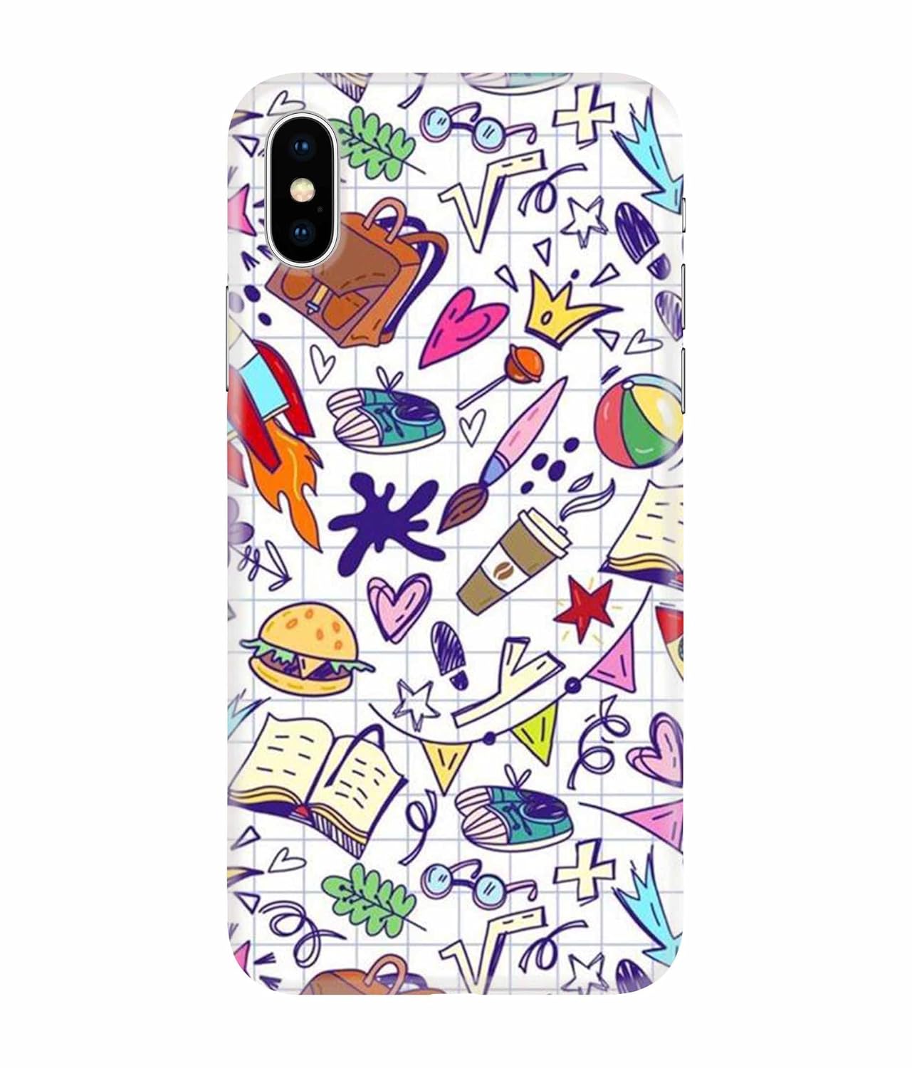 Dugvio Printed Colorful Hard Back Case Cover & Compatible for Apple iPhone Xs Max | Student Study Gadgets Art (Multicolor)