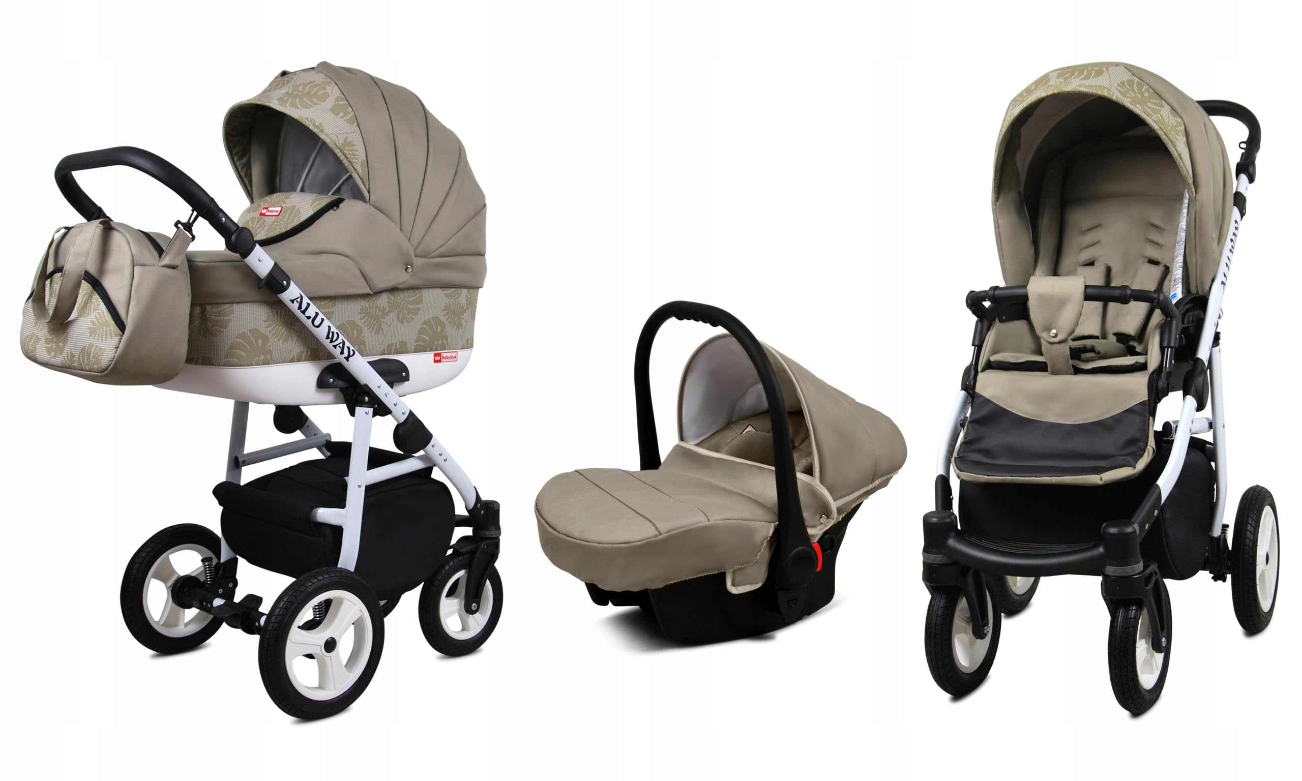 BabyLux Kinderwagen Set 3in1 Alu Way Babywanne Buggy Sportsitz Auto-Babyschale Kombikinderwagen