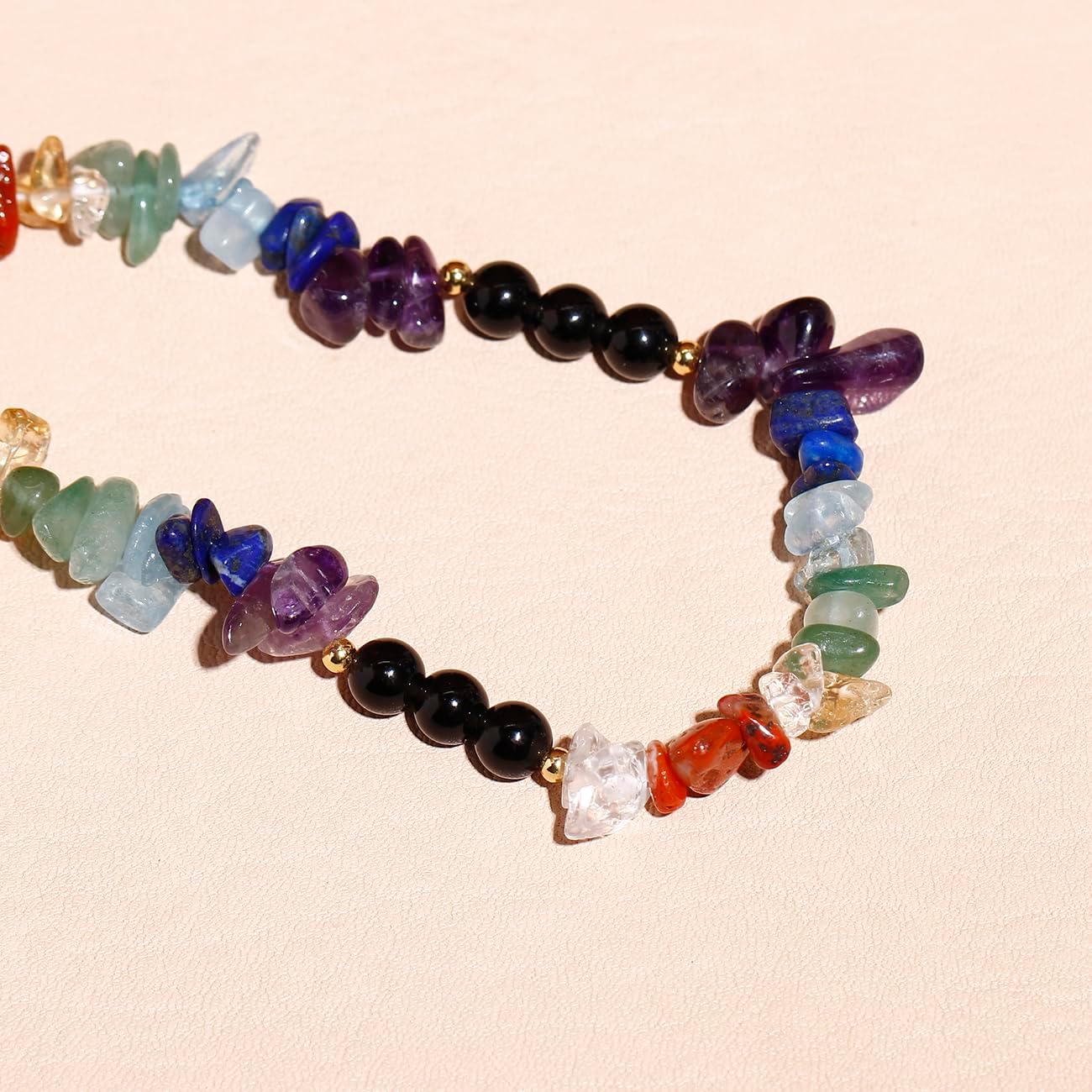 Clear Quartz 7 Chakra Crystals Chips Beaded Necklace Spiritual Tumbled Stones Energy Protection Necklaces for Women Jewelry - Image 5